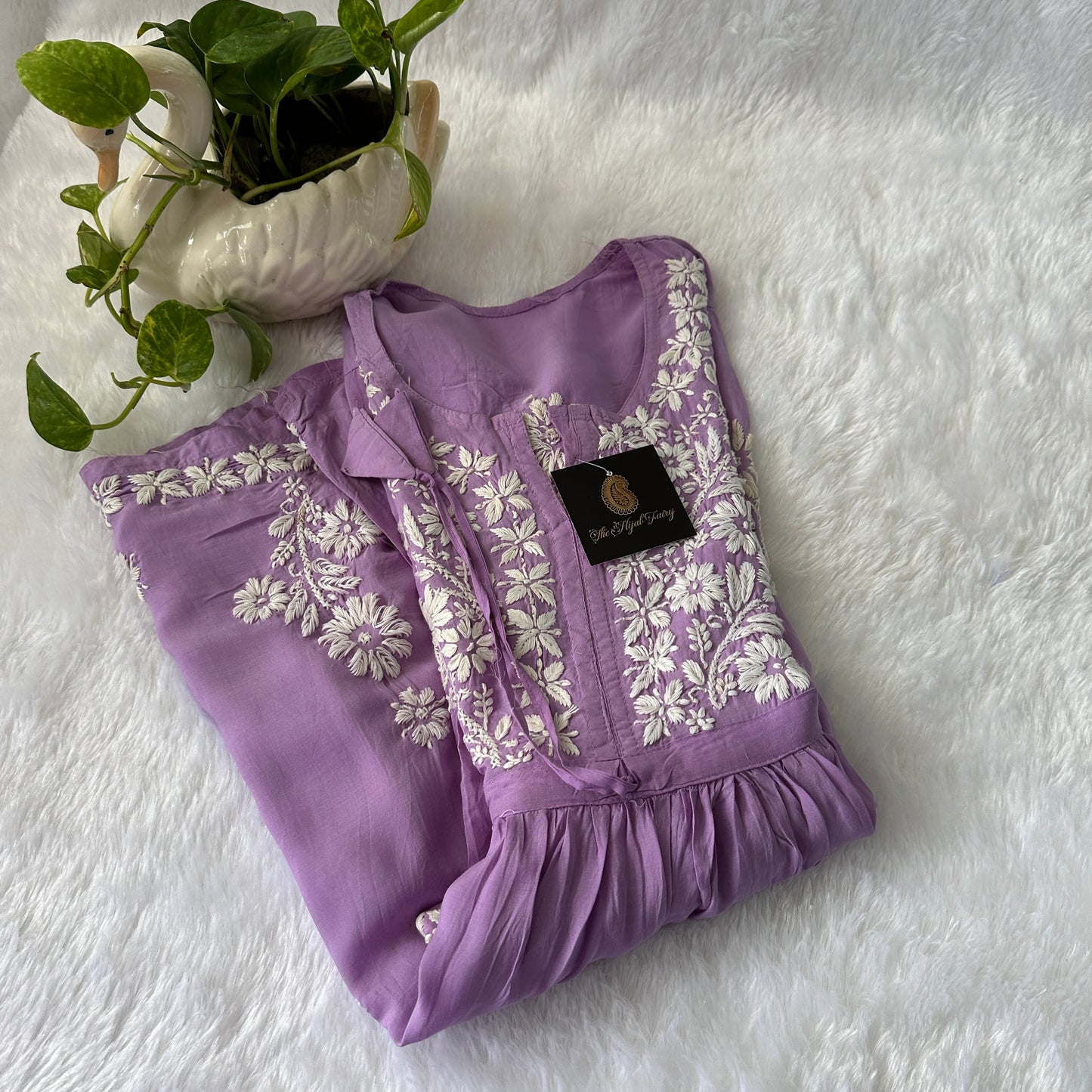 Lavender 1 - Short Modal Chikankari Frock