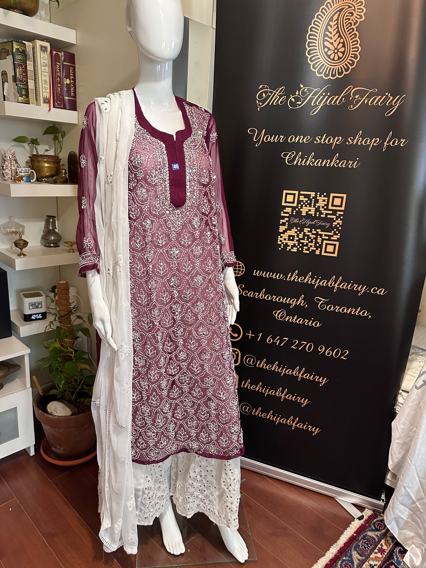 Wine - Georgette Mirror Kurta