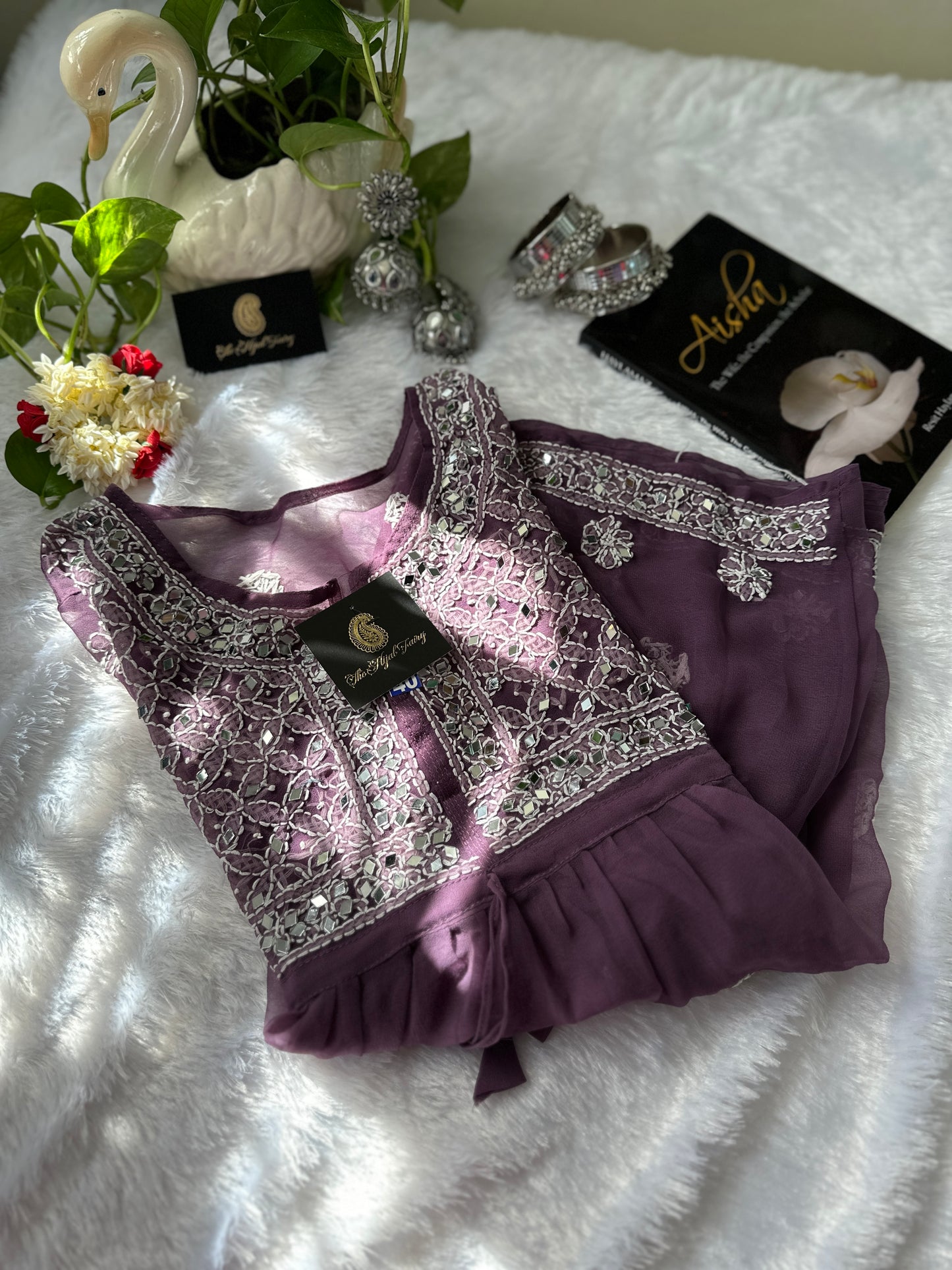 Dusty Lilac - Georgette Mirror Short Kurta