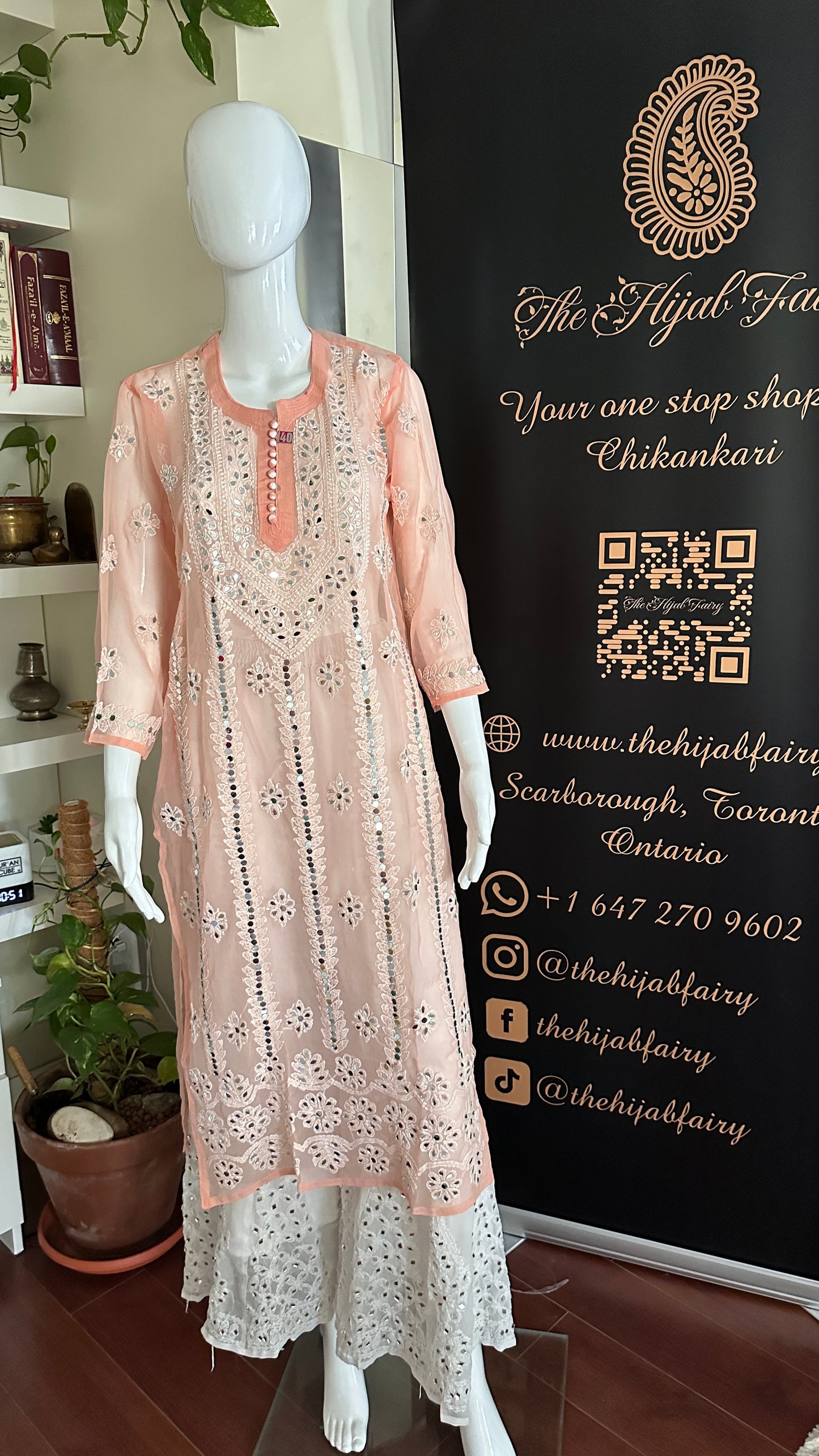 Peach - Georgette Mirror Kurta