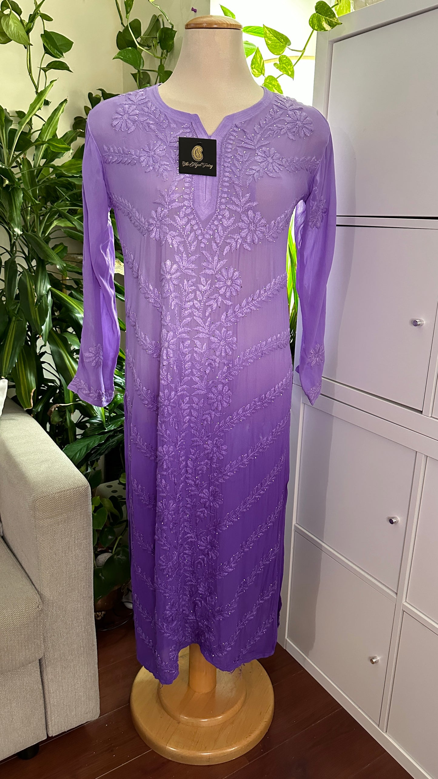 Lavender Ombre - Premium Viscose Kurti with Mukaish