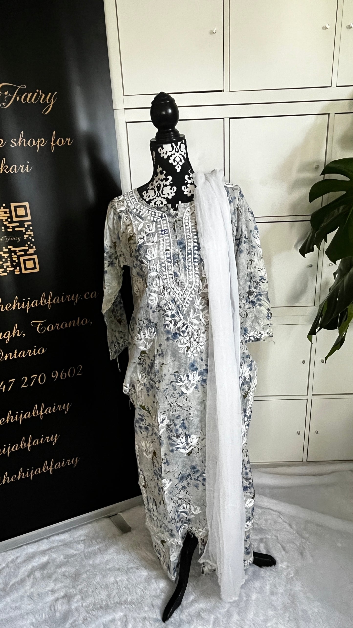 Floral Grey - Mulmul Printed Set - 2 Pc