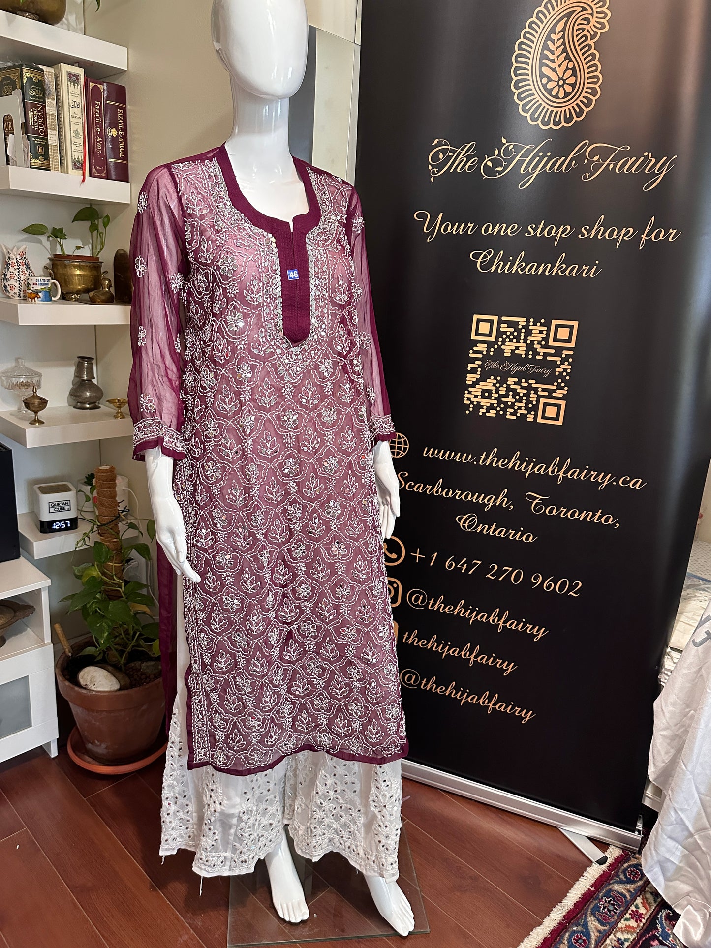 Wine - Georgette Mirror Kurta