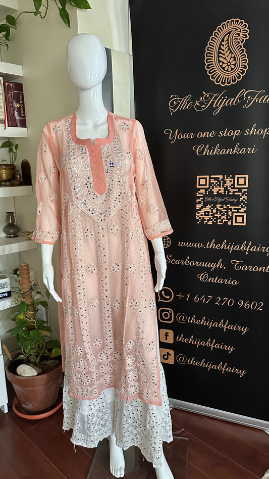 Peach - Georgette Mirror Kurta