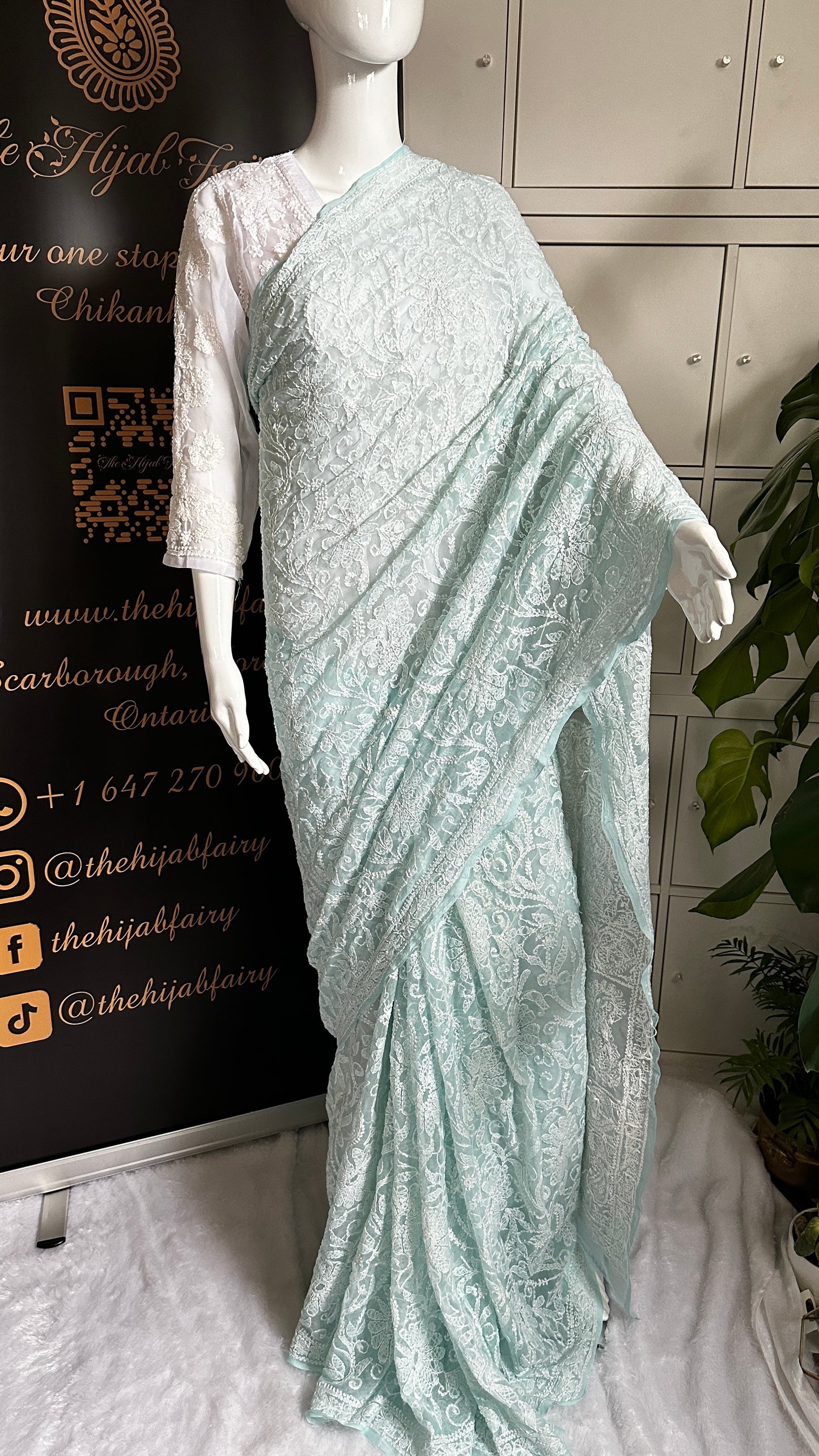 Light Blue - Full Jaal Saree