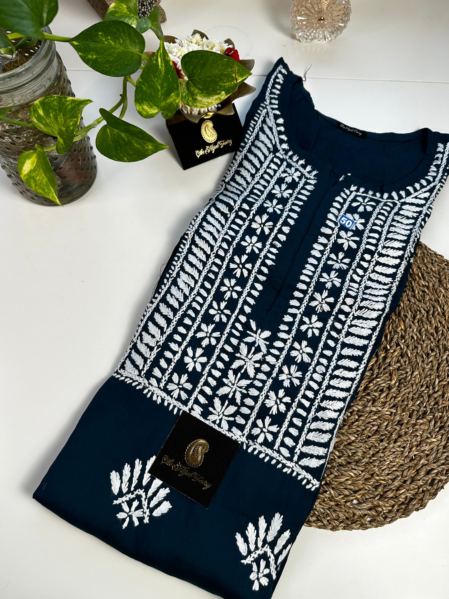 Navy Blue - Modal Straight Long Kurta - The Hijab Fairy