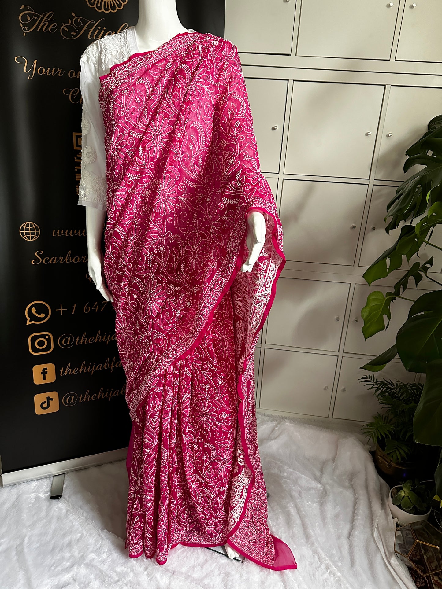 Hot Pink - Full Jaal Saree