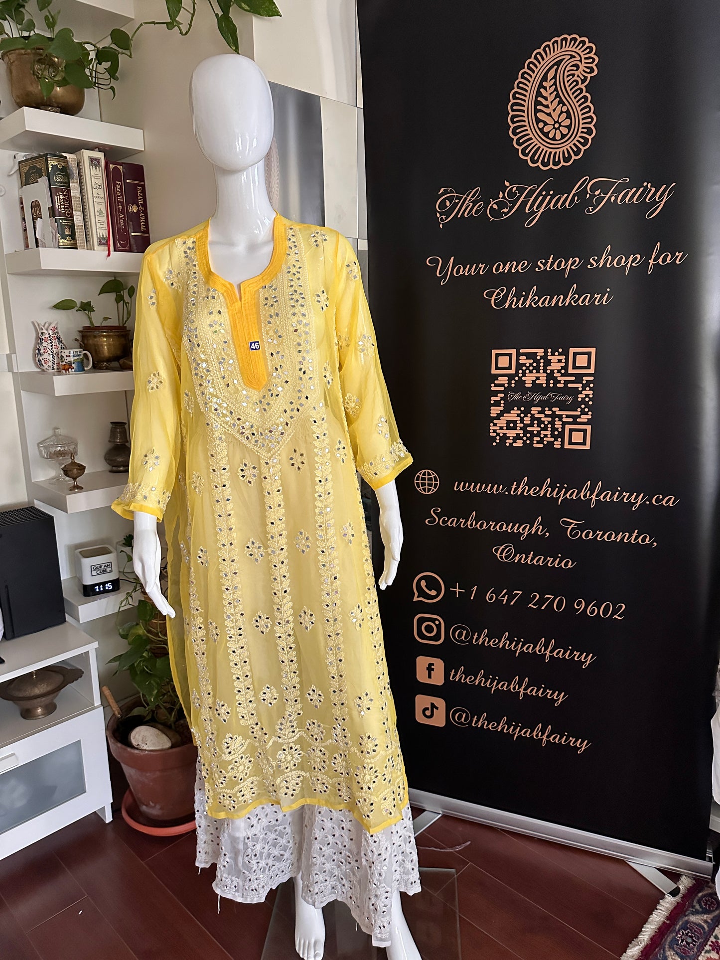 Yellow - Georgette Mirror Kurta