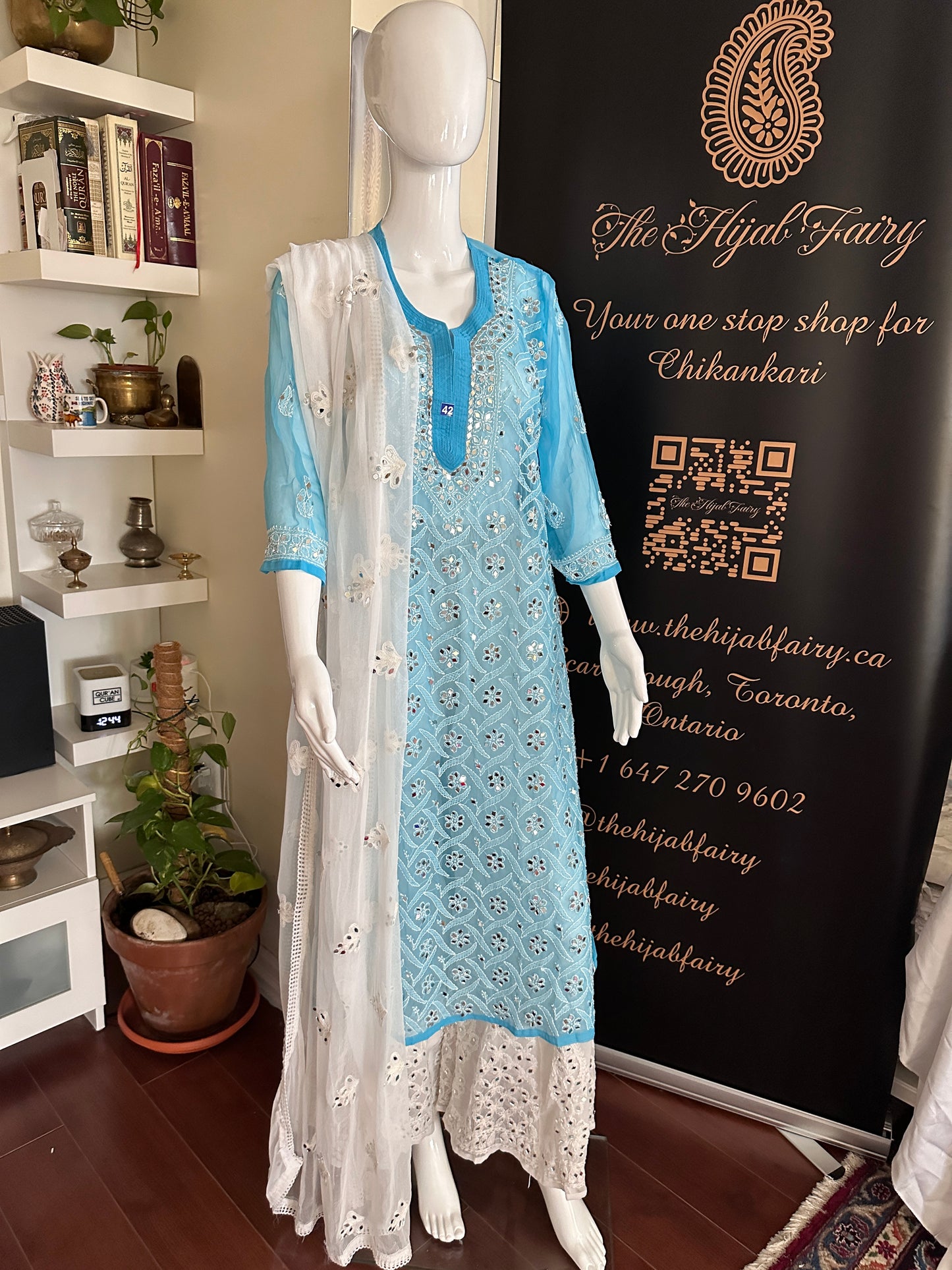 Sky Blue - Georgette Mirror Kurta