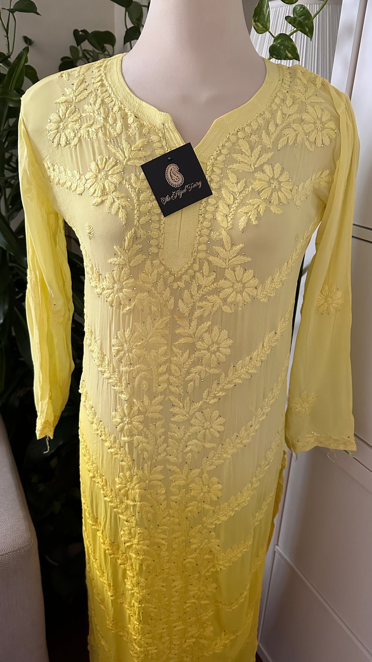 Yellow Ombre - Premium Viscose Kurti with Mukaish