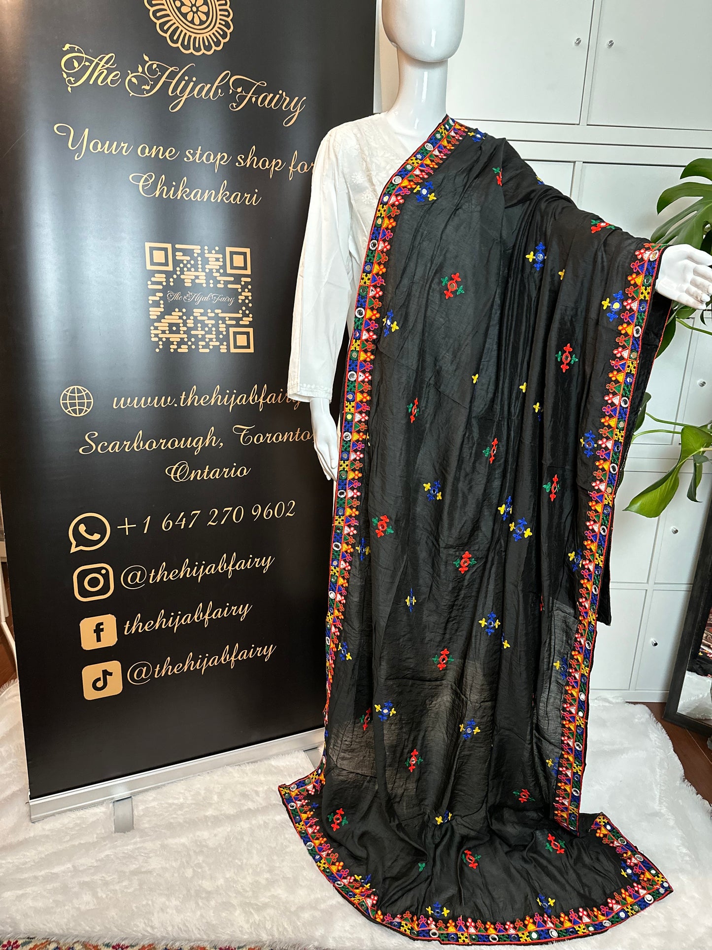 Chanderi Kutchi Work Dupatta with Mirror