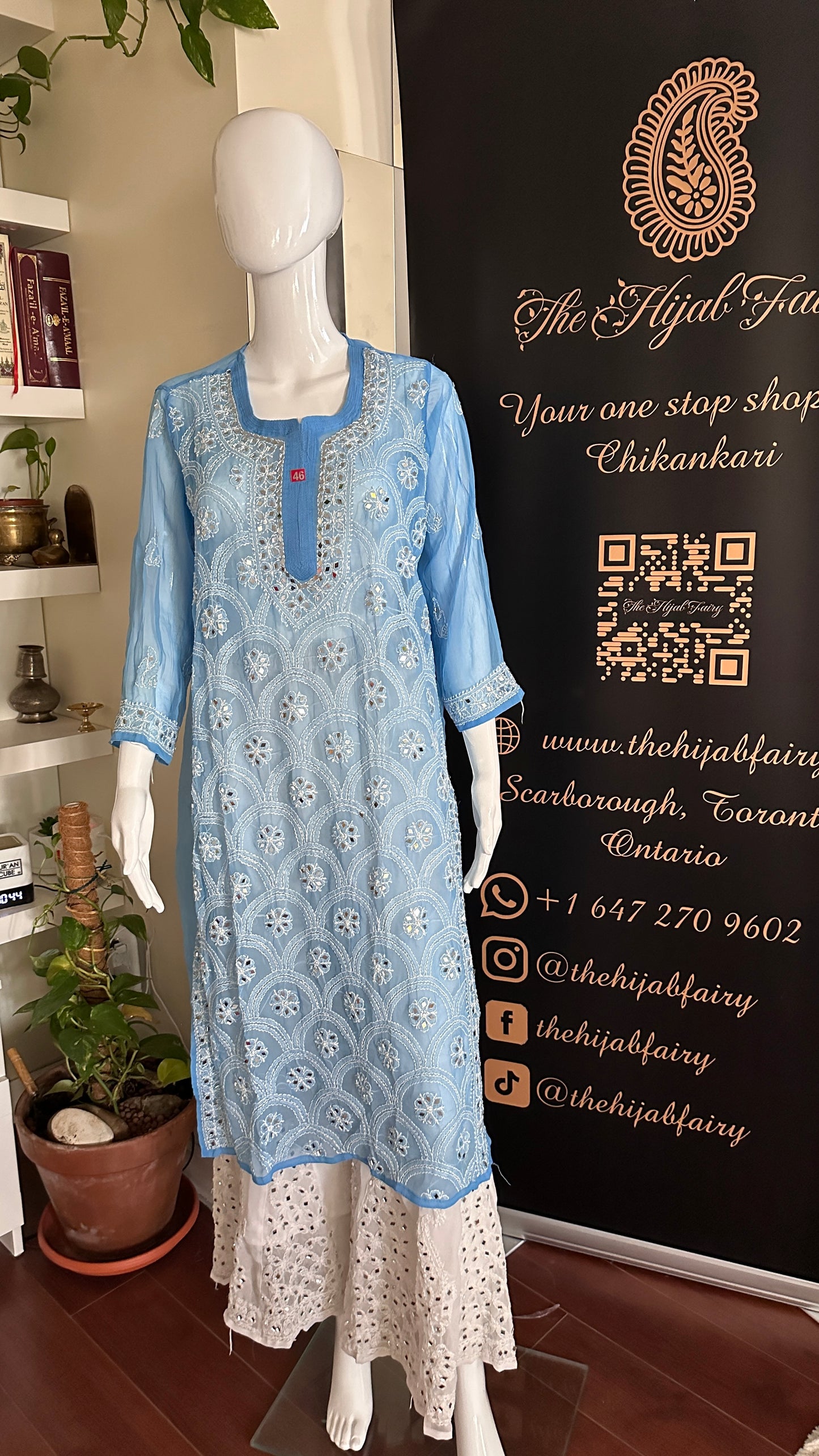 Cornflower Blue - Georgette Mirror Kurta