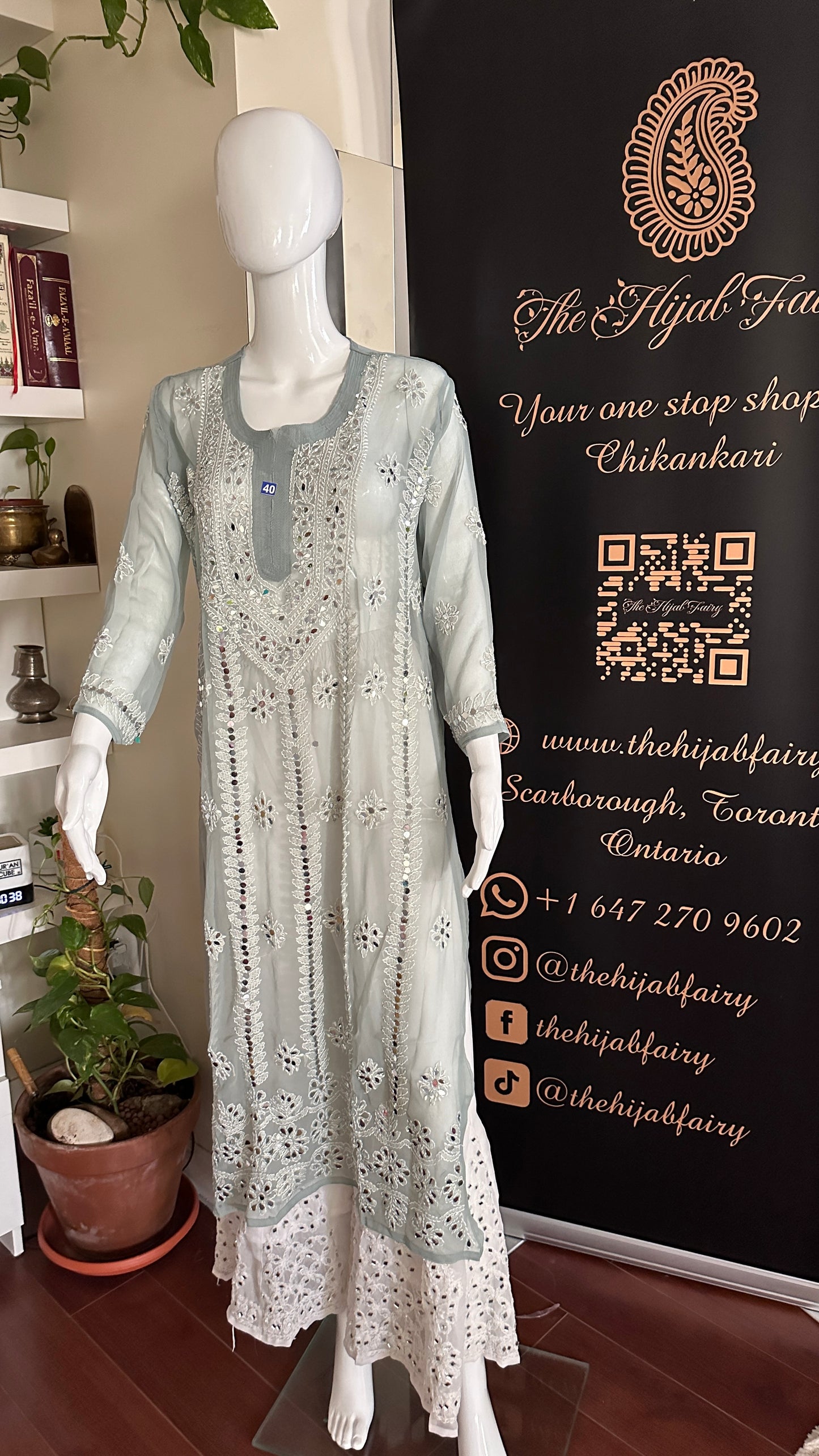 Grey - Georgette Mirror Kurta