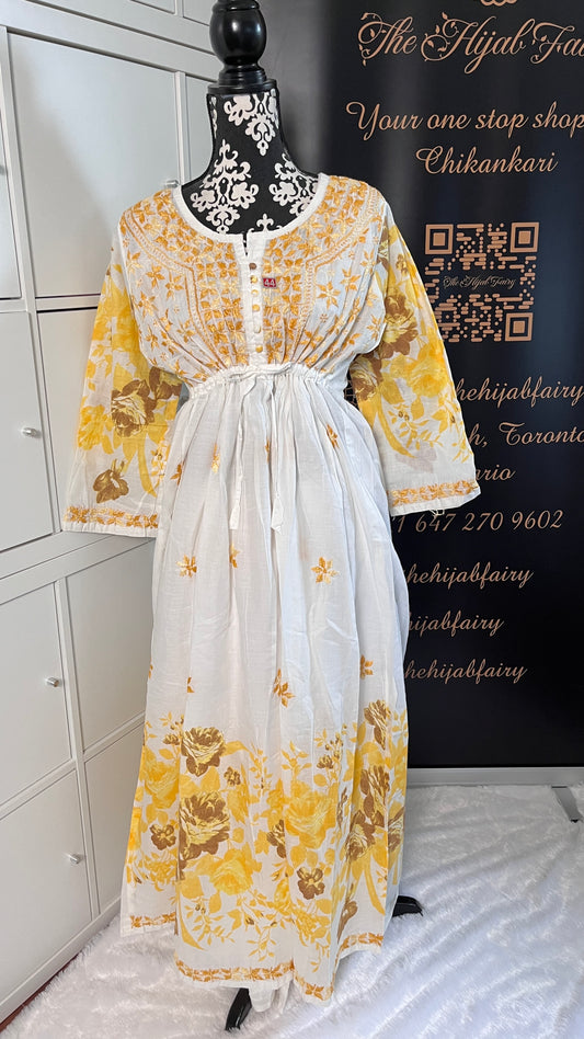 Robe en coton Chanderi (jaune)