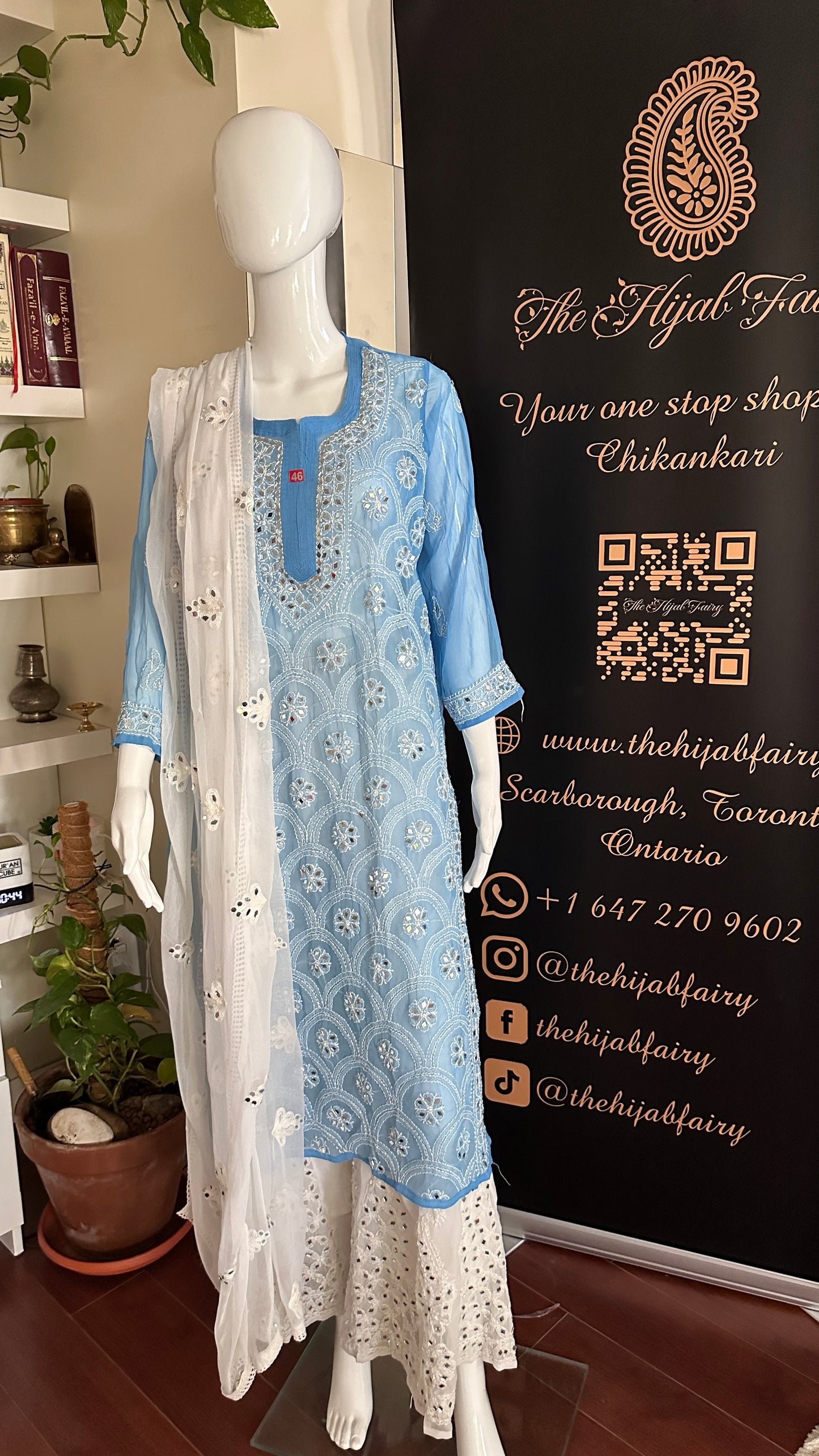 Cornflower Blue - Georgette Mirror Kurta