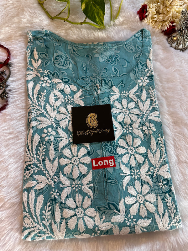 Malmal Printed Kurti- Blue 5