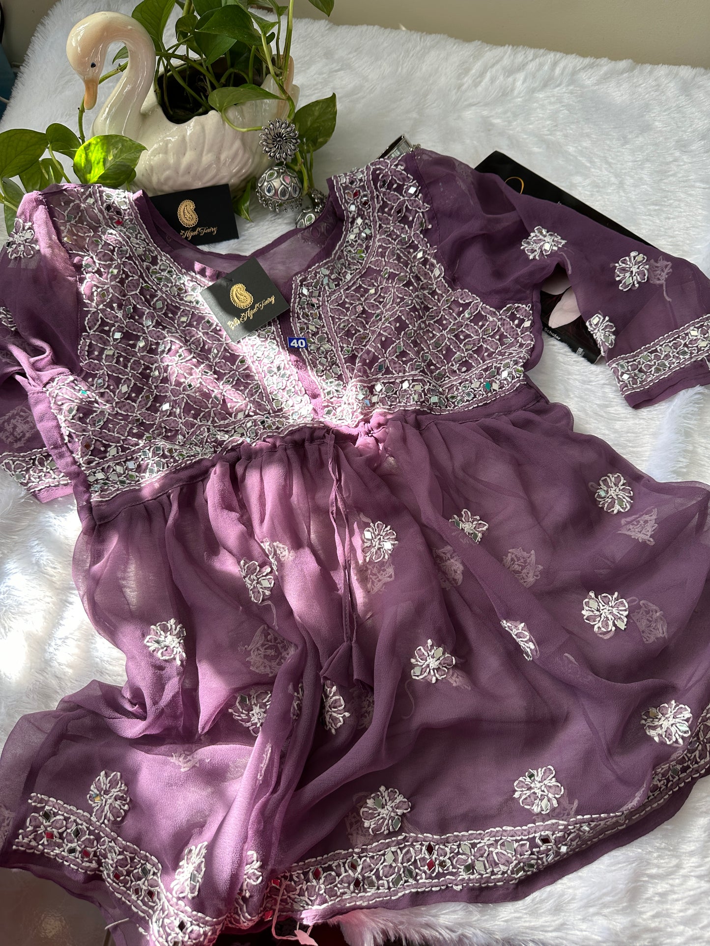 Dusty Lilac - Georgette Mirror Short Kurta