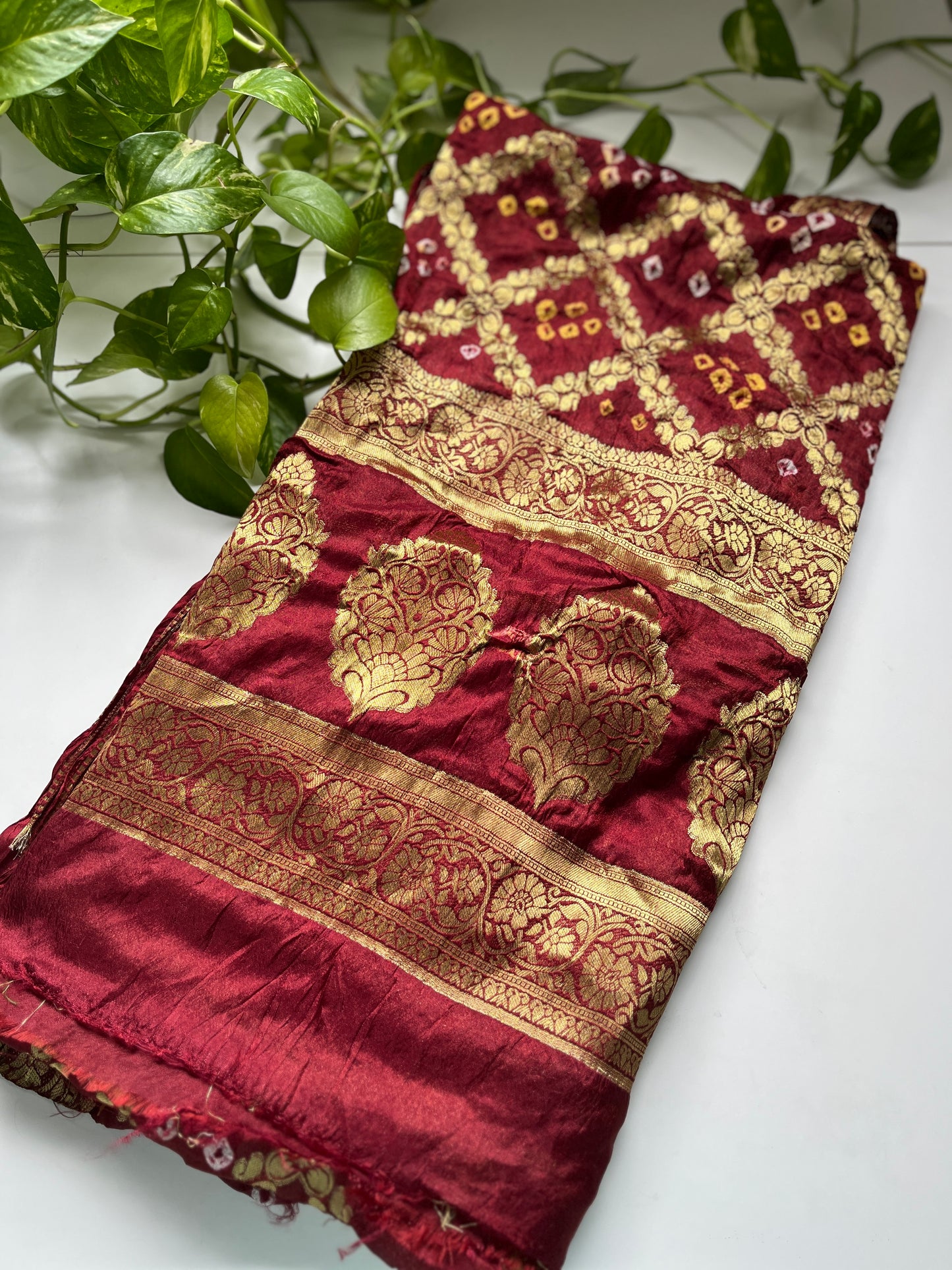 Gaji Silk Gharchola Dupatta RED