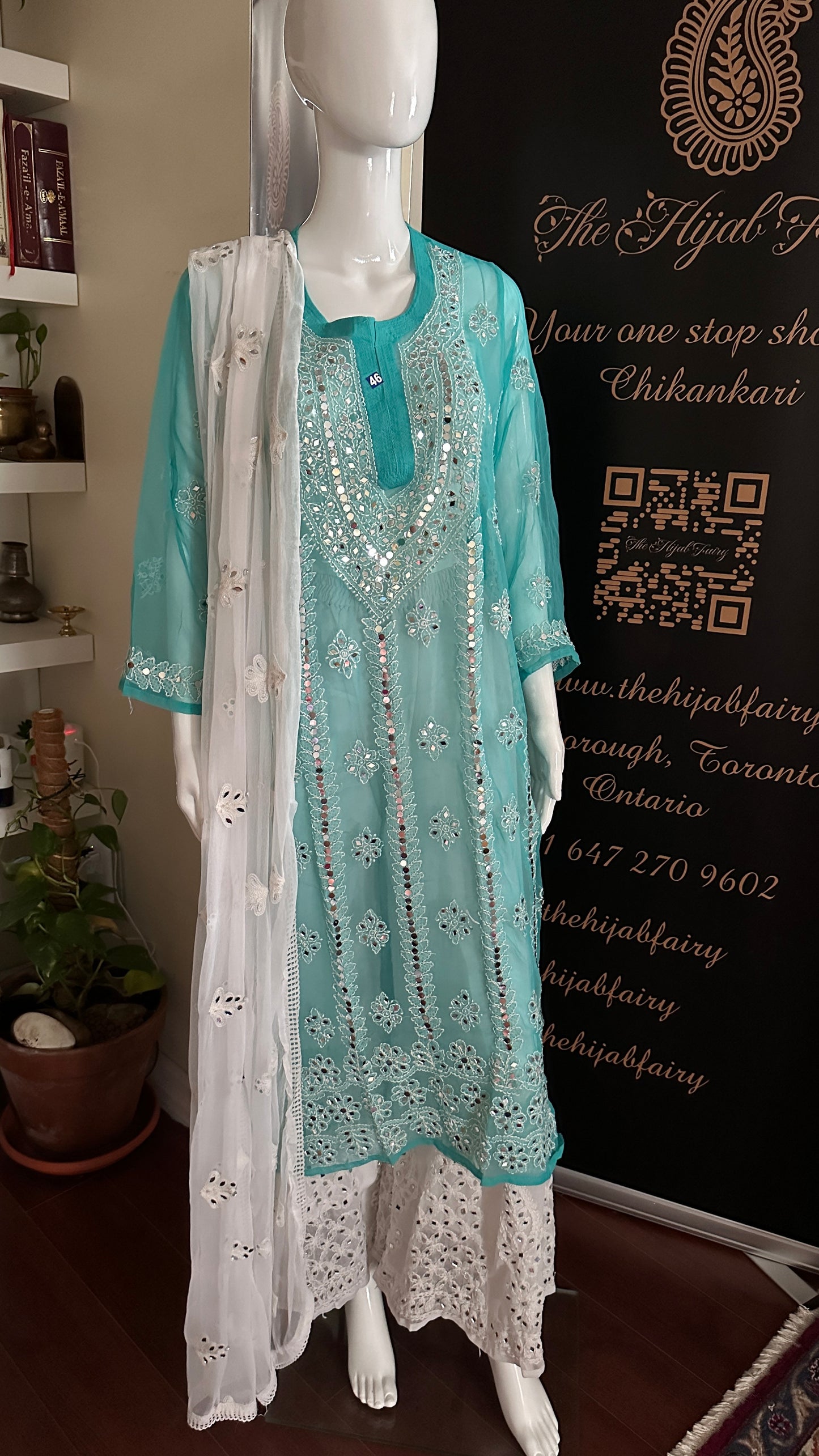 Drama Green - Georgette Mirror Kurta