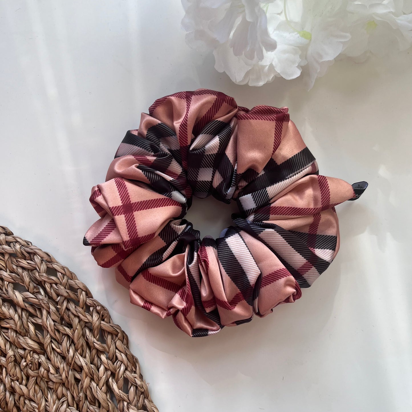 Gingham Classic Satin Scrunchie