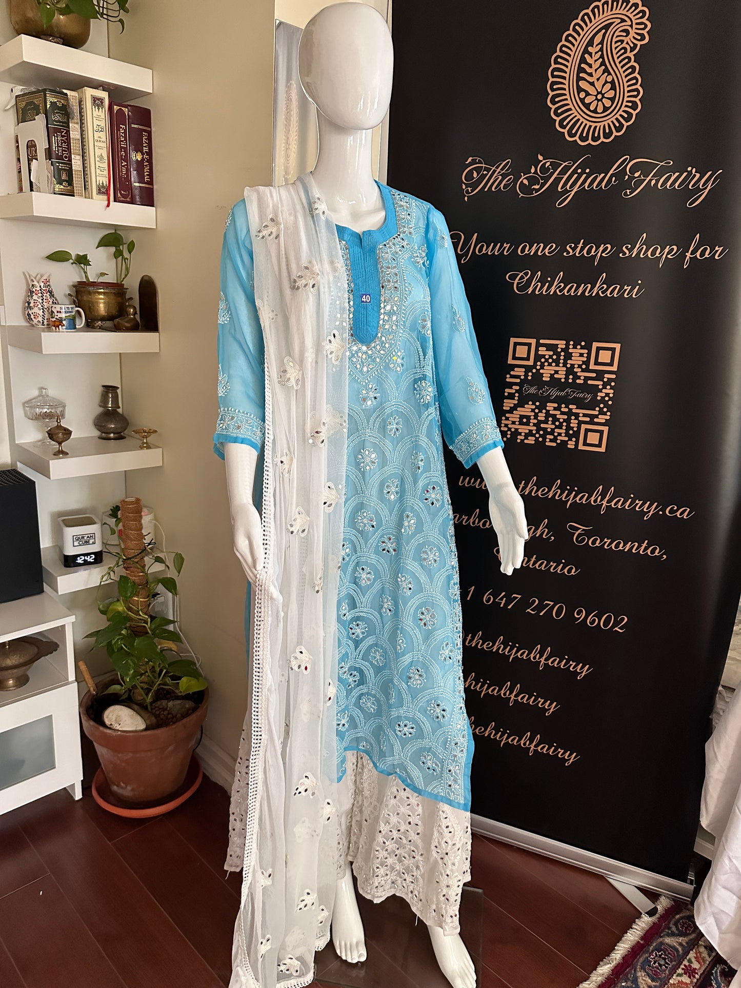 Sky Blue - Georgette Mirror Kurta