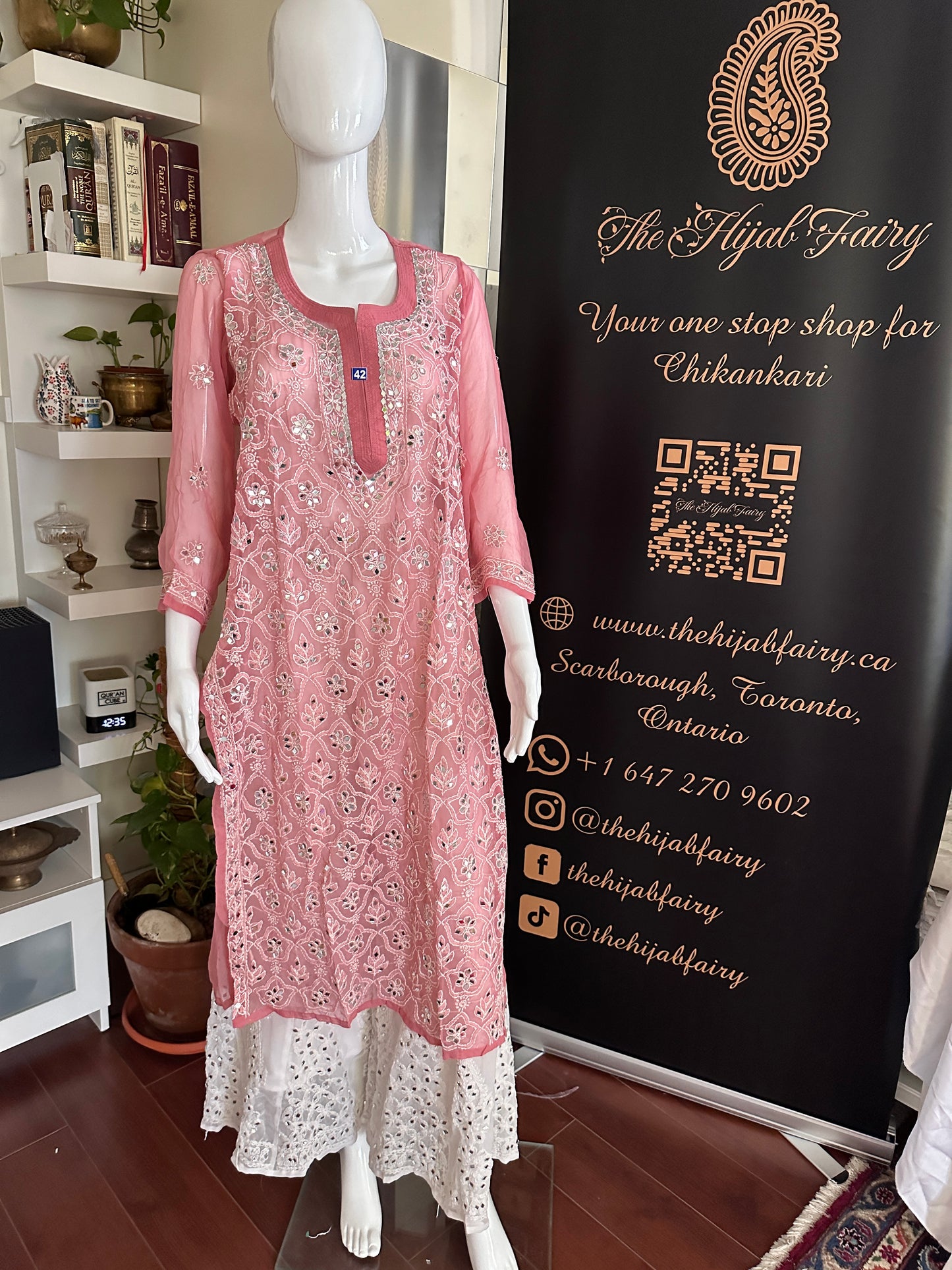 Tea Pink - Georgette Mirror Kurta