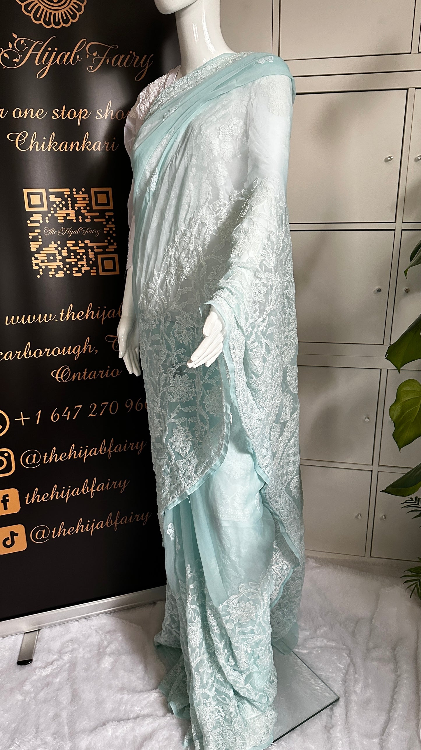 Light Blue - Half Jaal Saree