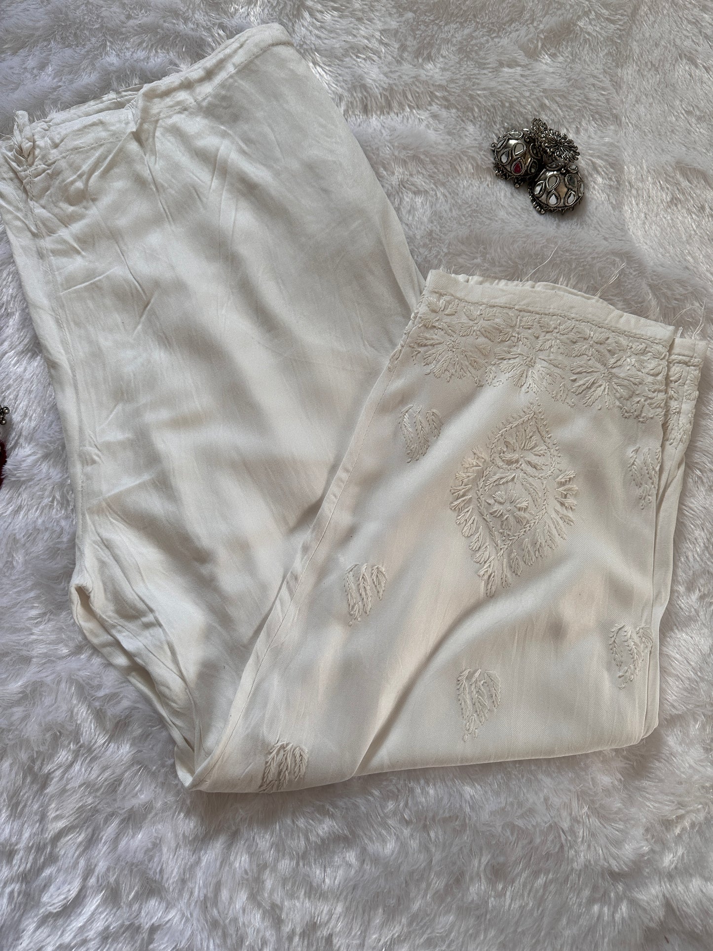 White Chikankari Shalwar