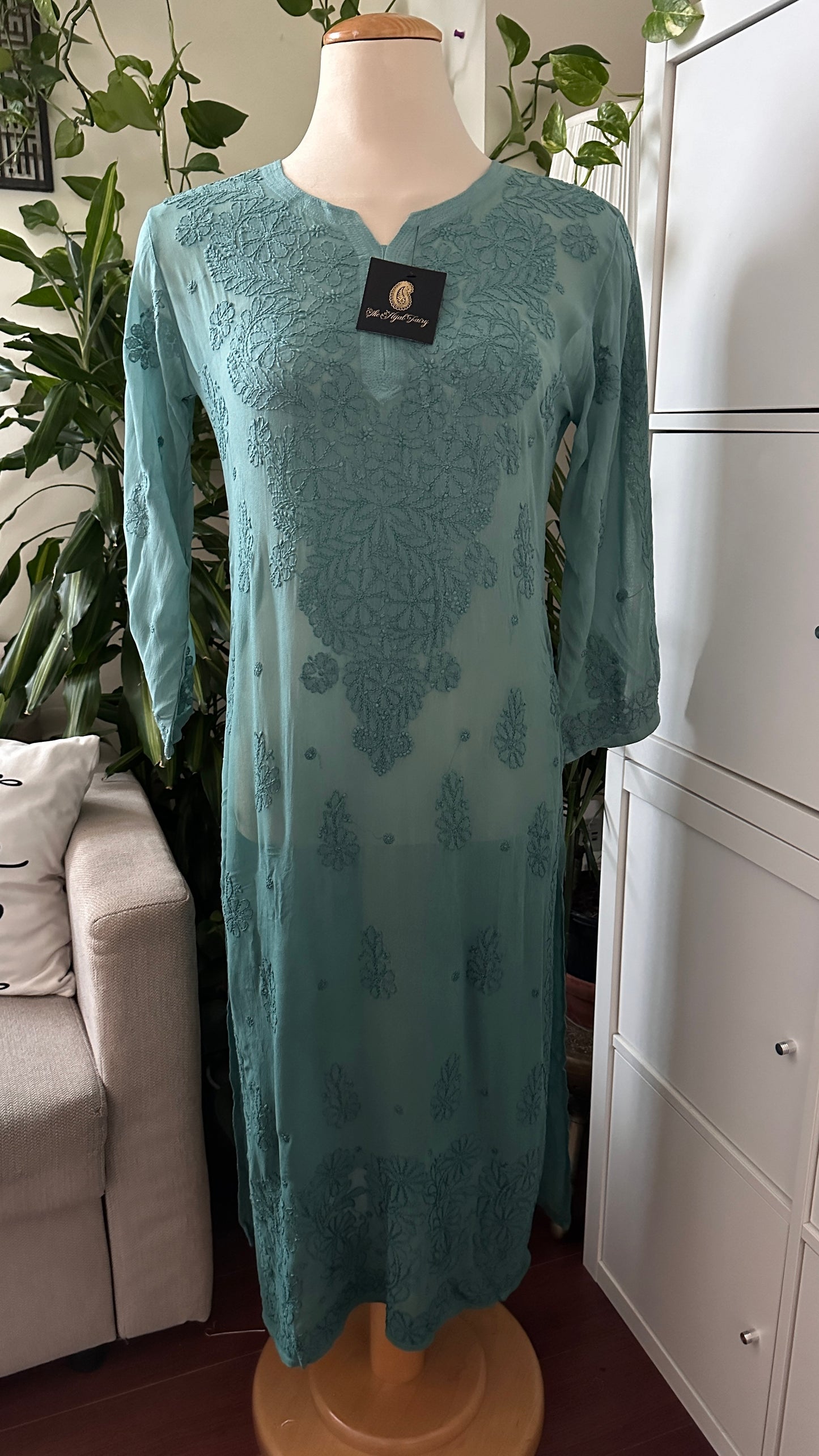 Jade Blue Ombré - Premium Viscose Kurti