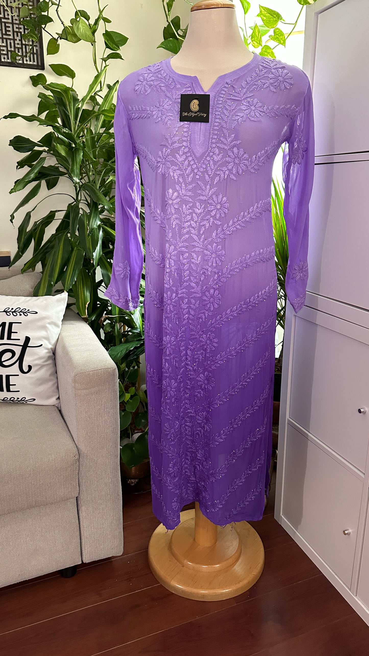 Lavender Ombre - Premium Viscose Kurti with Mukaish