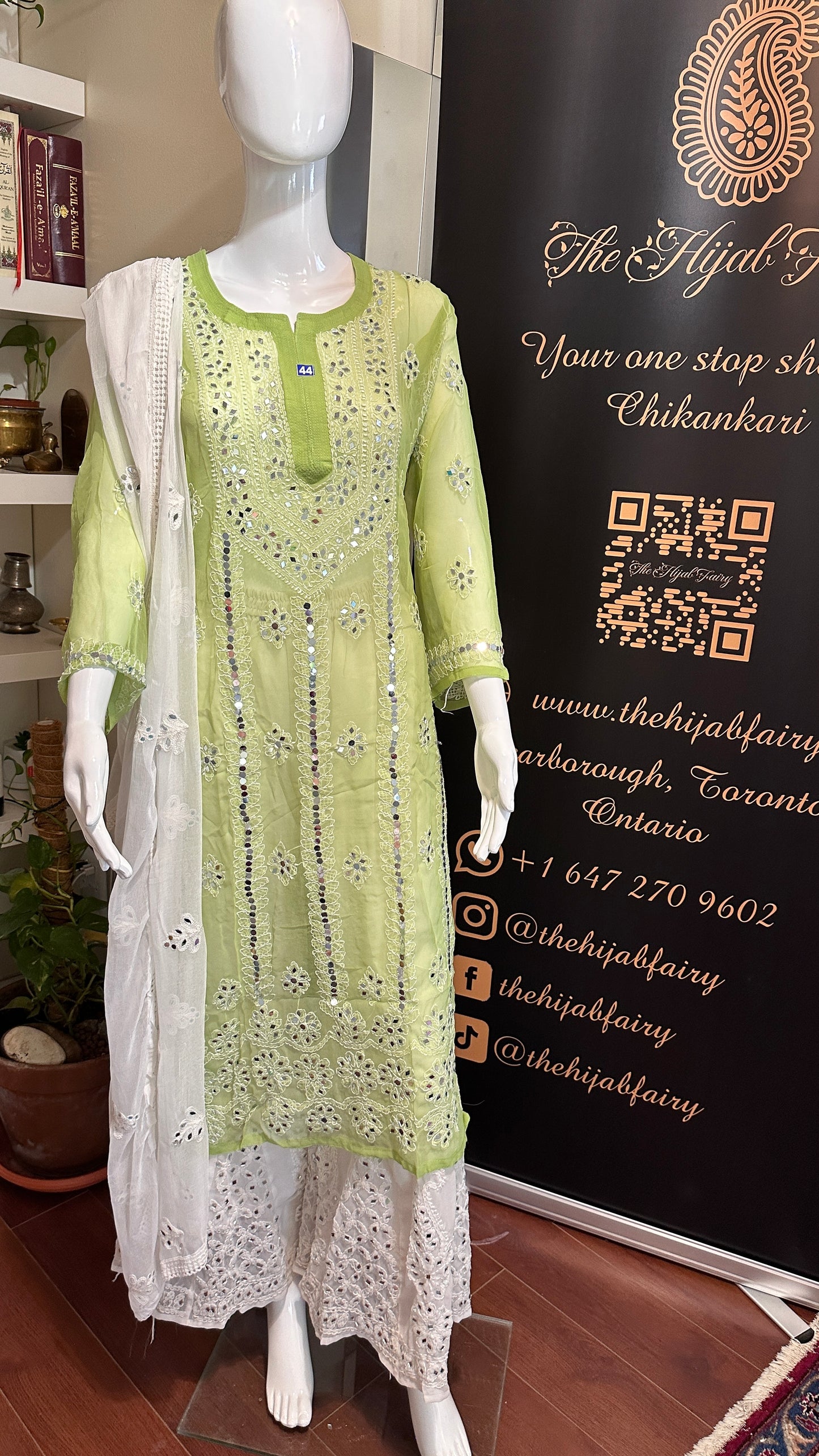 Olive Green - Georgette Mirror Kurta