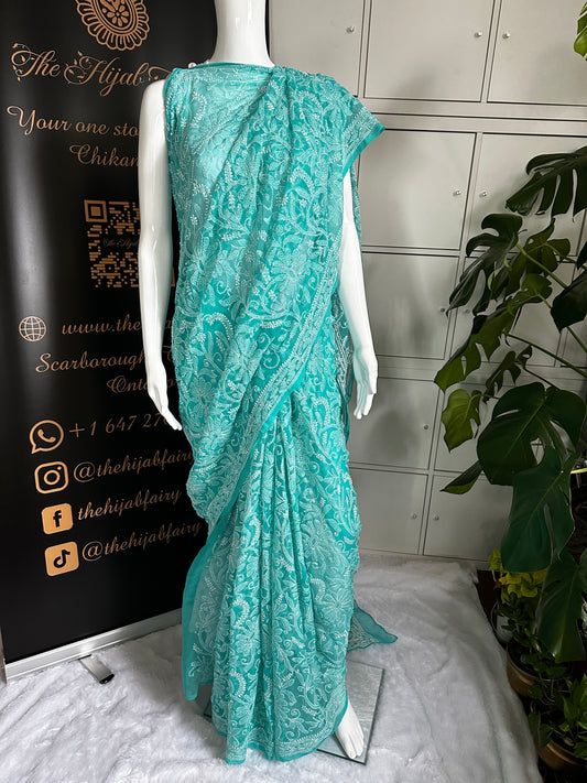 Firozi - Full Jaal Saree