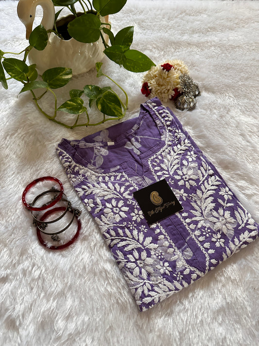 Mulmul Printed Kurti- Purple 2