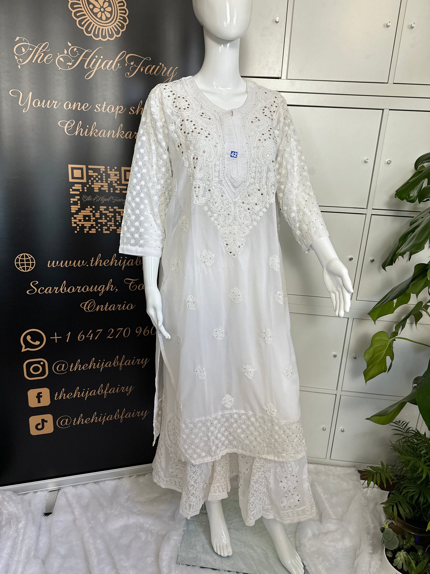 White - Mukaish Georgette Premium Kurta