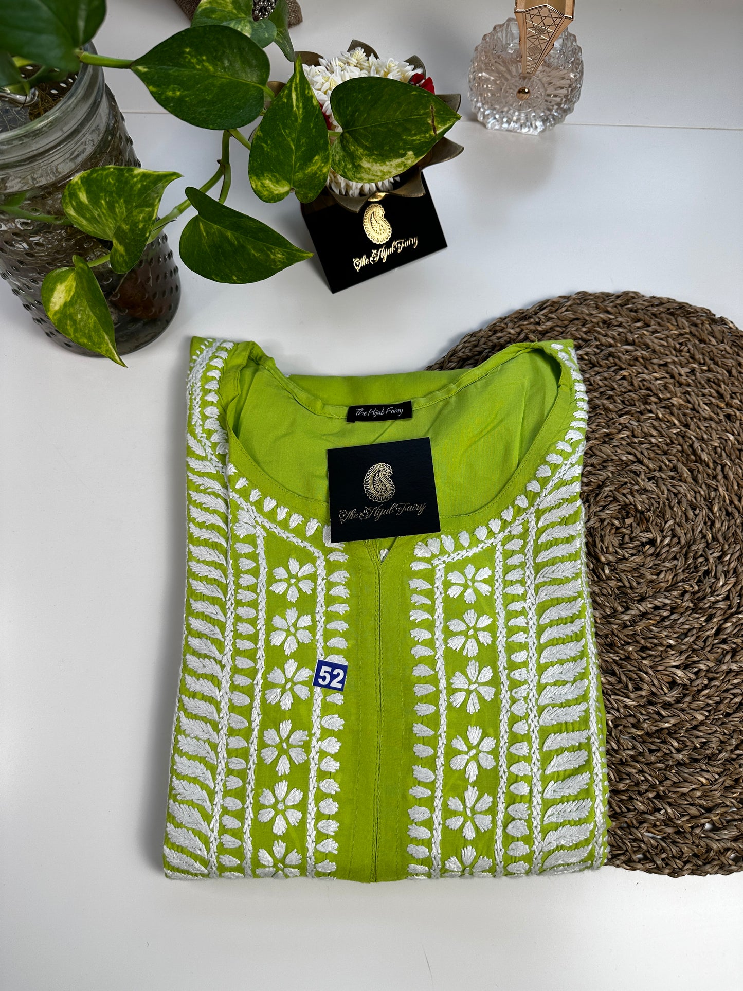 Vert lime - Kurta long droit en modal