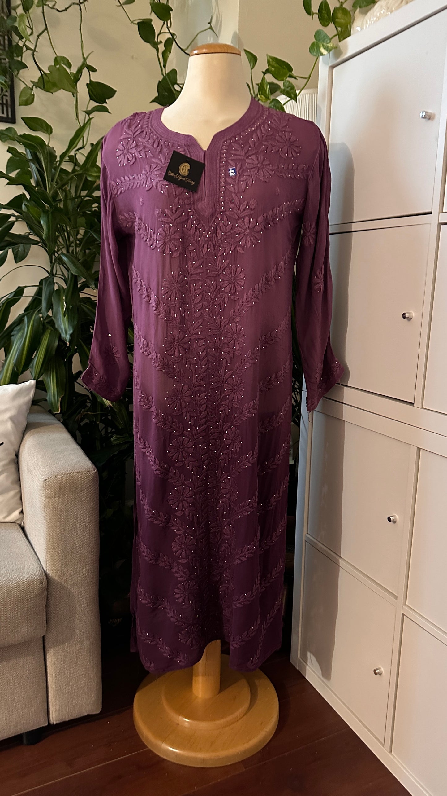 Purple Ombre - Premium Viscose Kurti with Mukaish