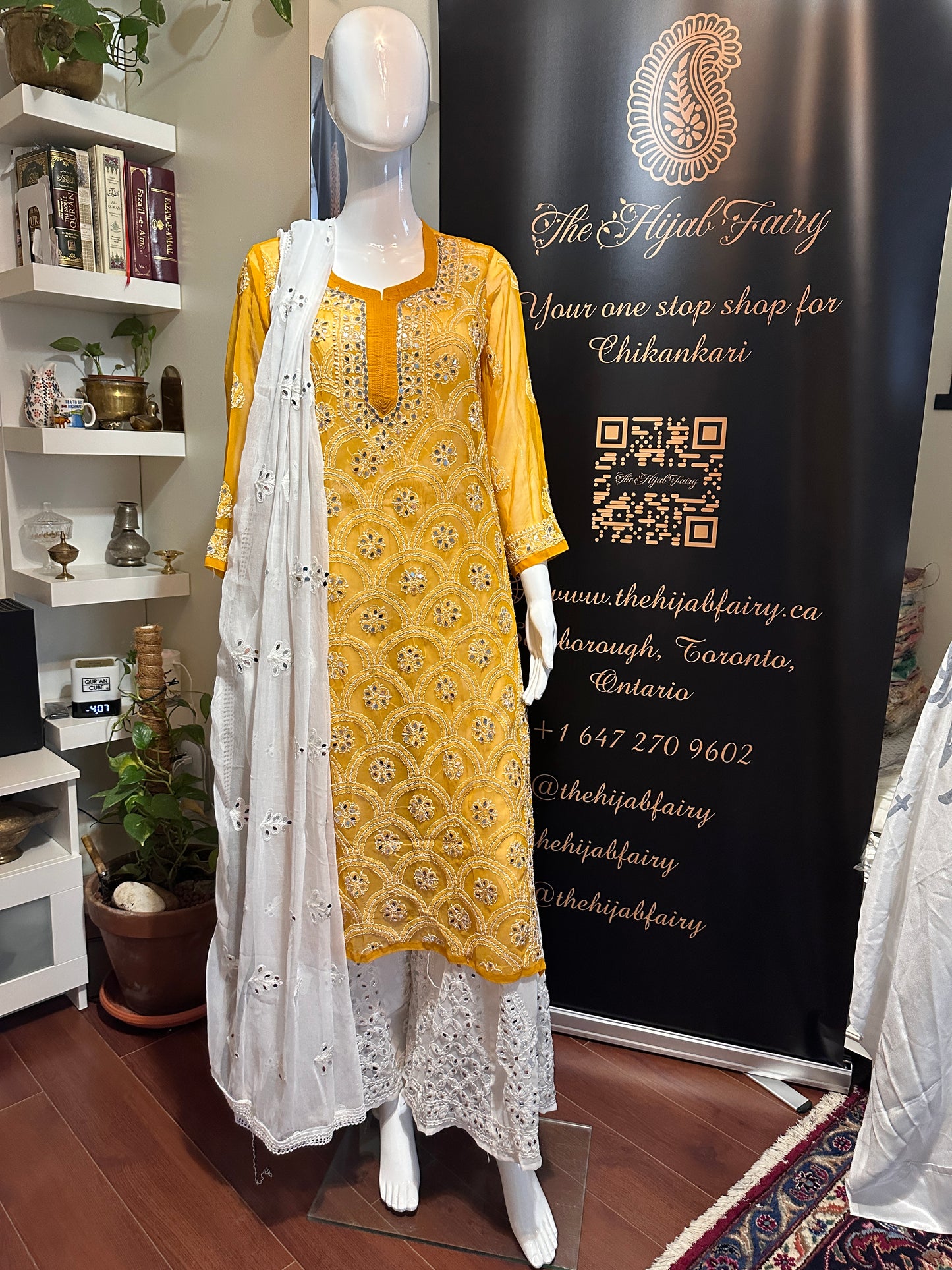 Mustard - Georgette Mirror Kurta