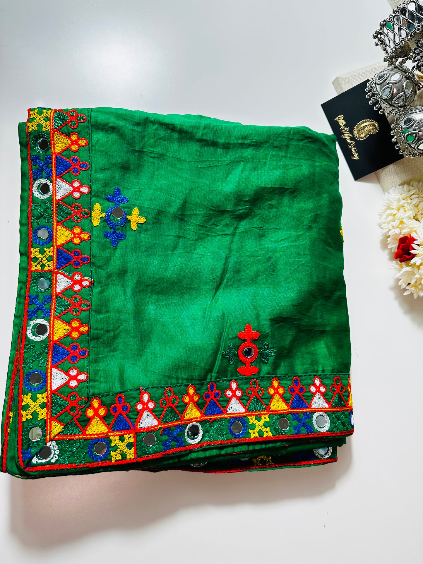 Chanderi Kutchi Work Dupatta with Mirror