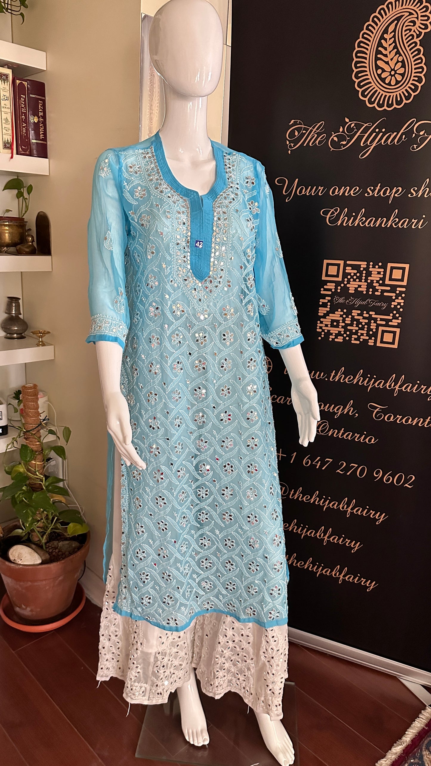 Sky Blue - Georgette Mirror Kurta