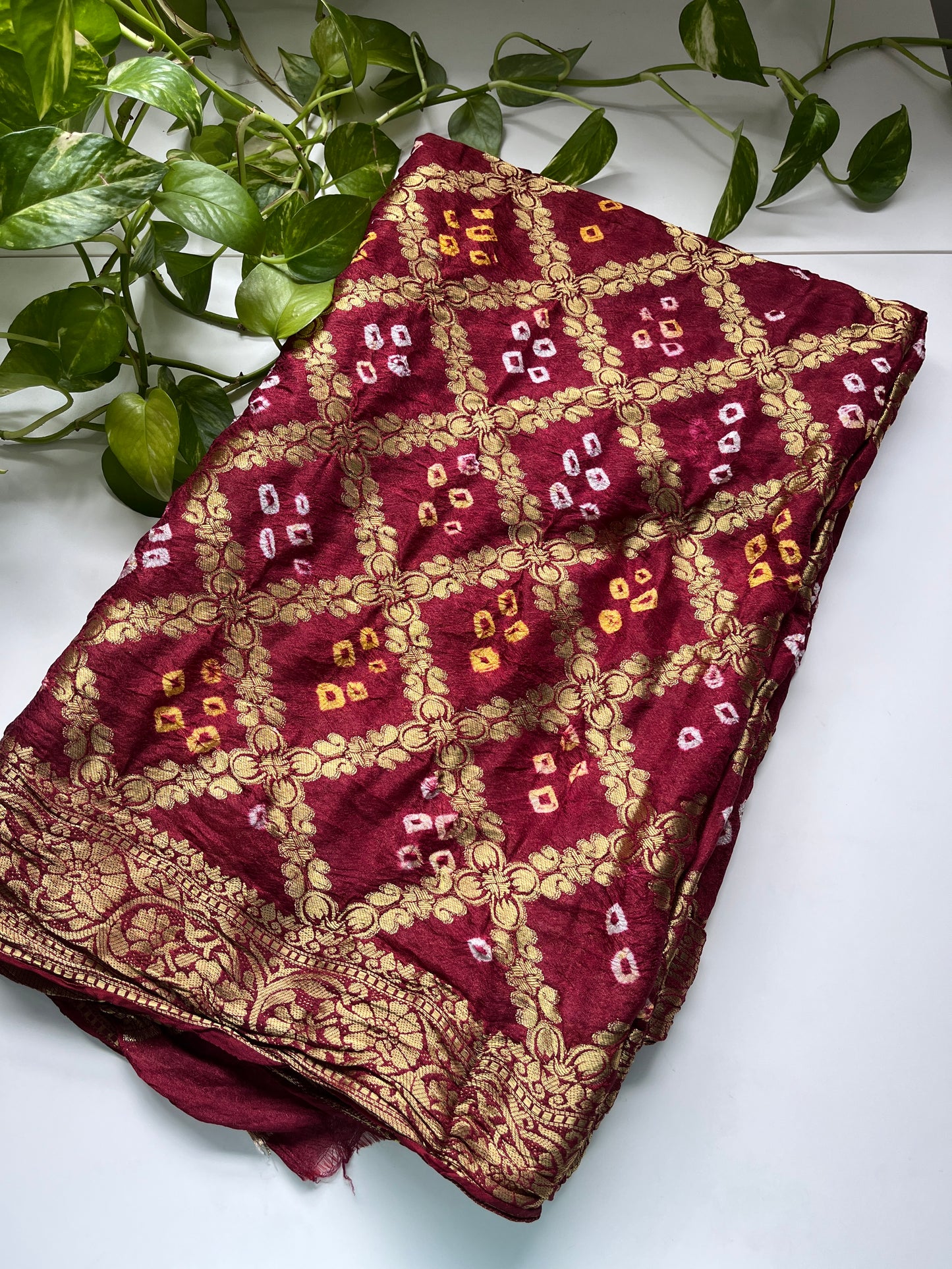 Gaji Silk Gharchola Dupatta RED