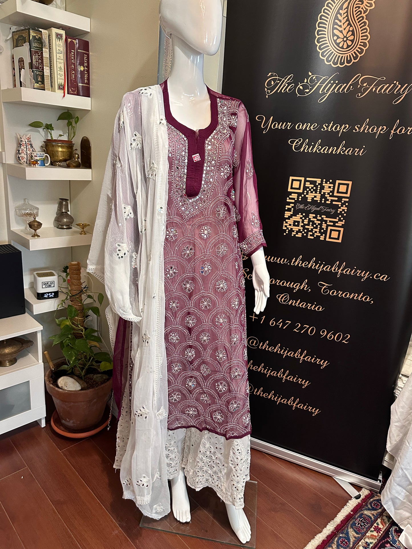 Wine - Georgette Mirror Kurta