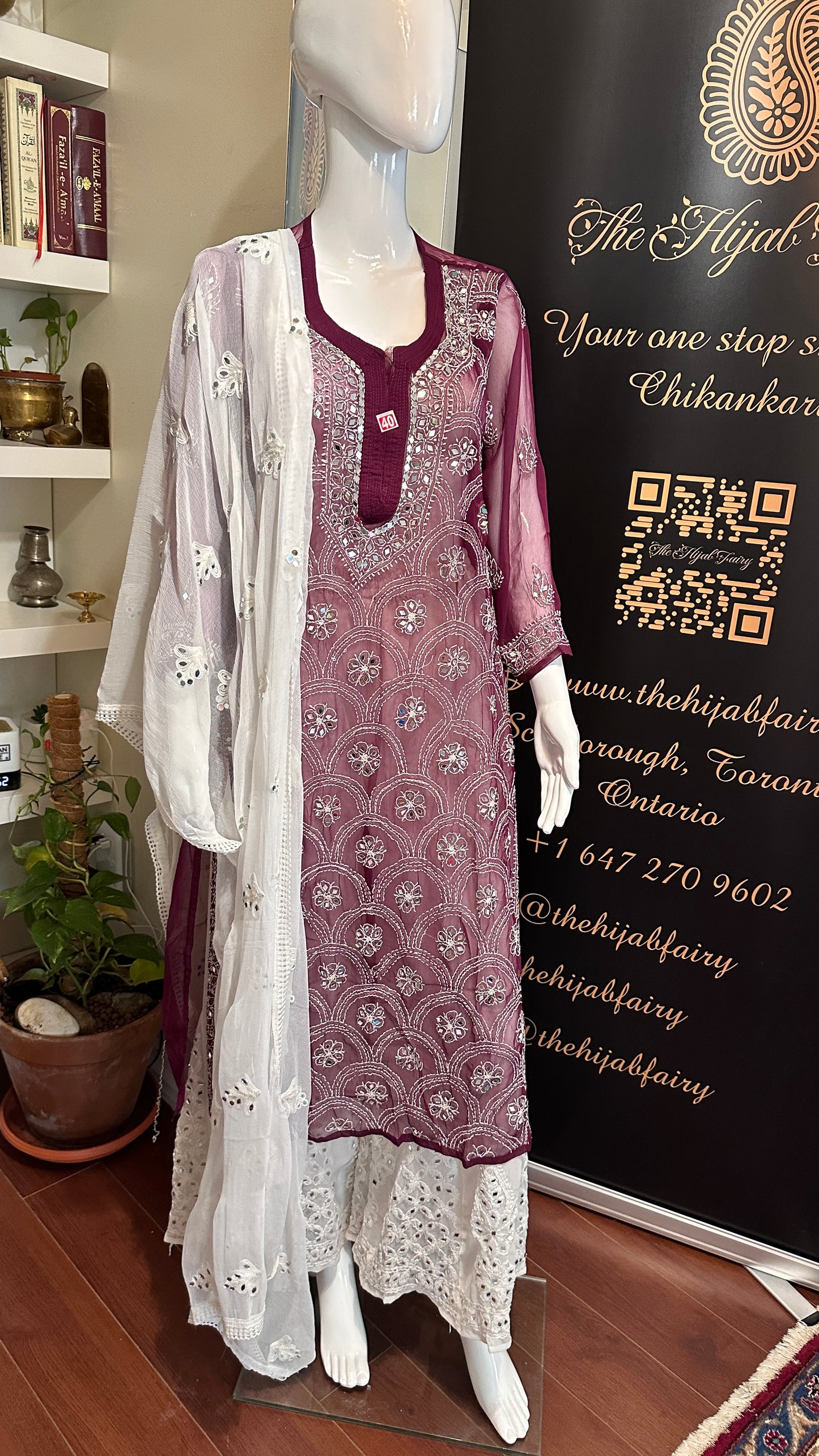 Wine - Georgette Mirror Kurta