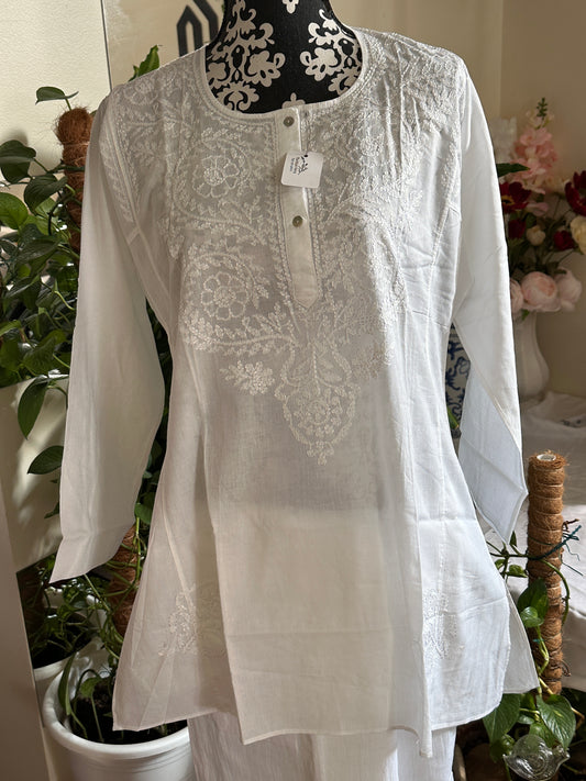 White - Short Cotton Kurti - Style F