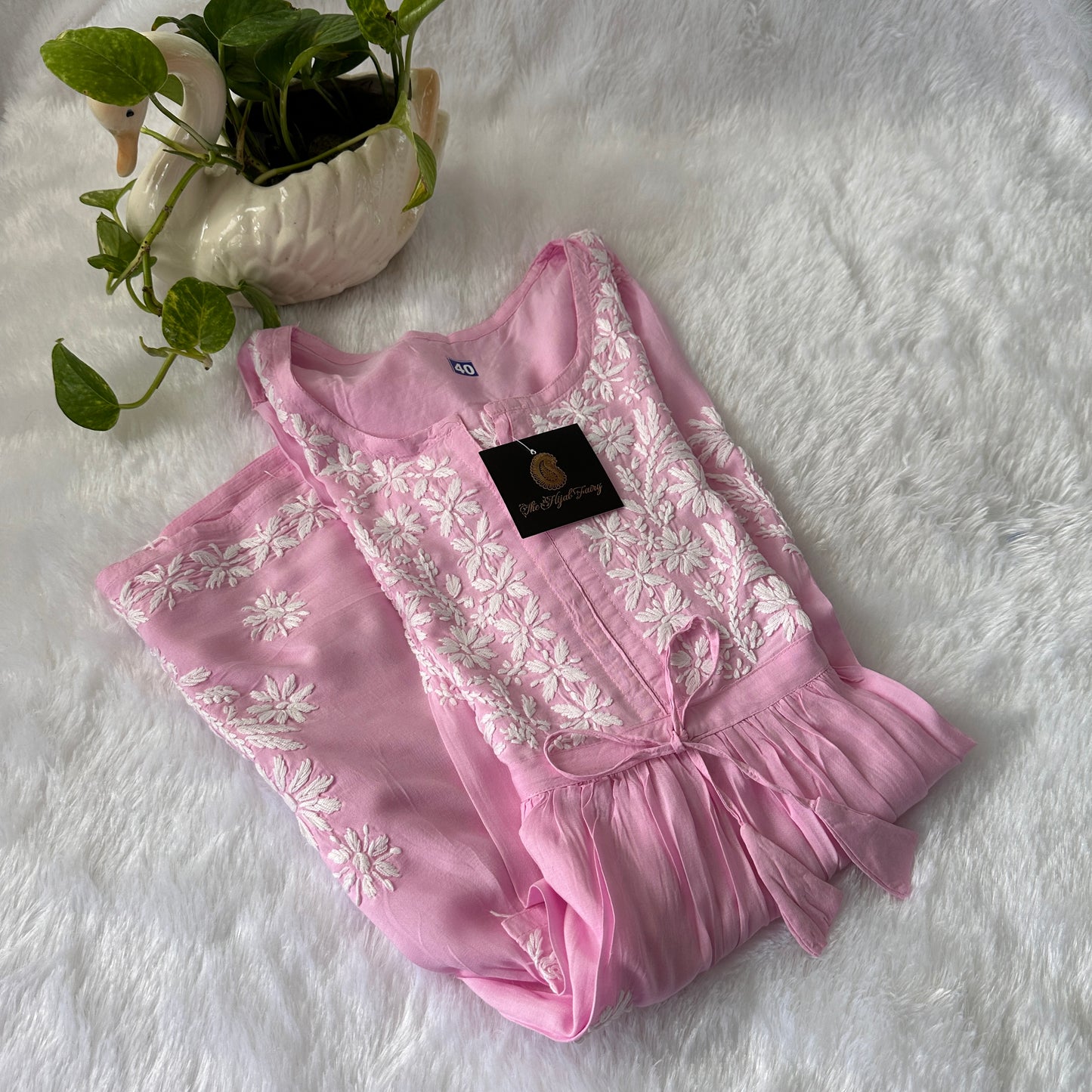 Pink - Short Modal Chikankari Frock