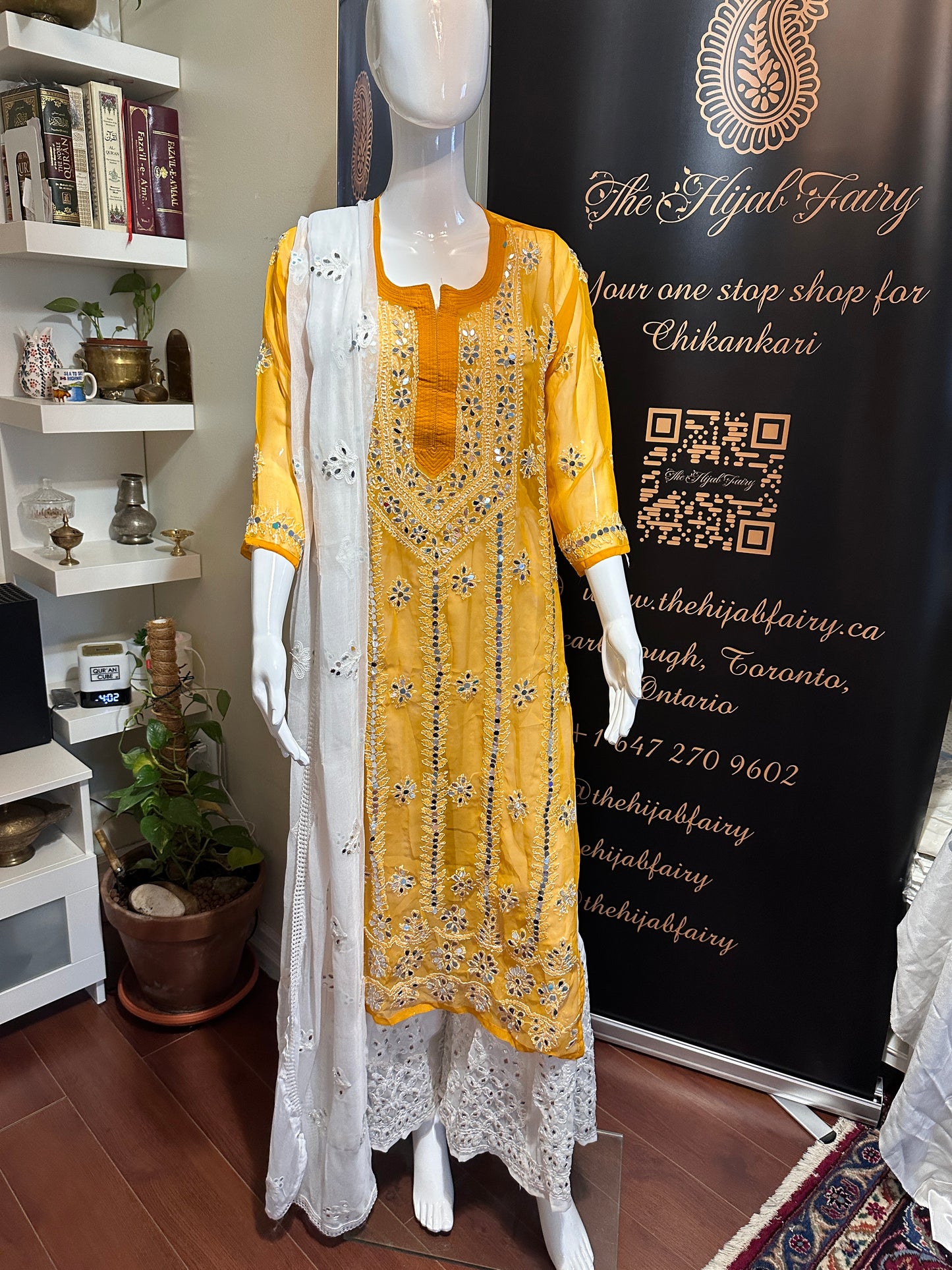 Mustard - Georgette Mirror Kurta