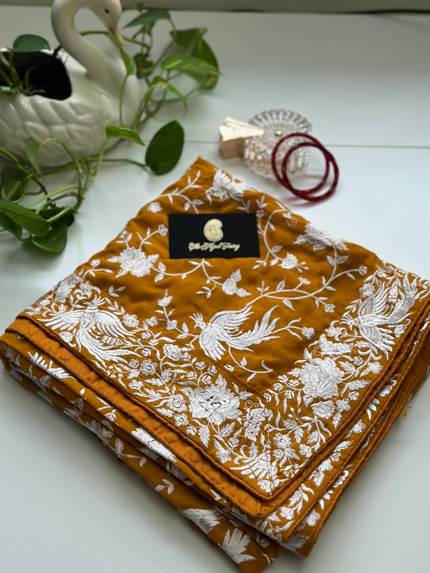 Parsi Gara Premium Dupatta - Mustard