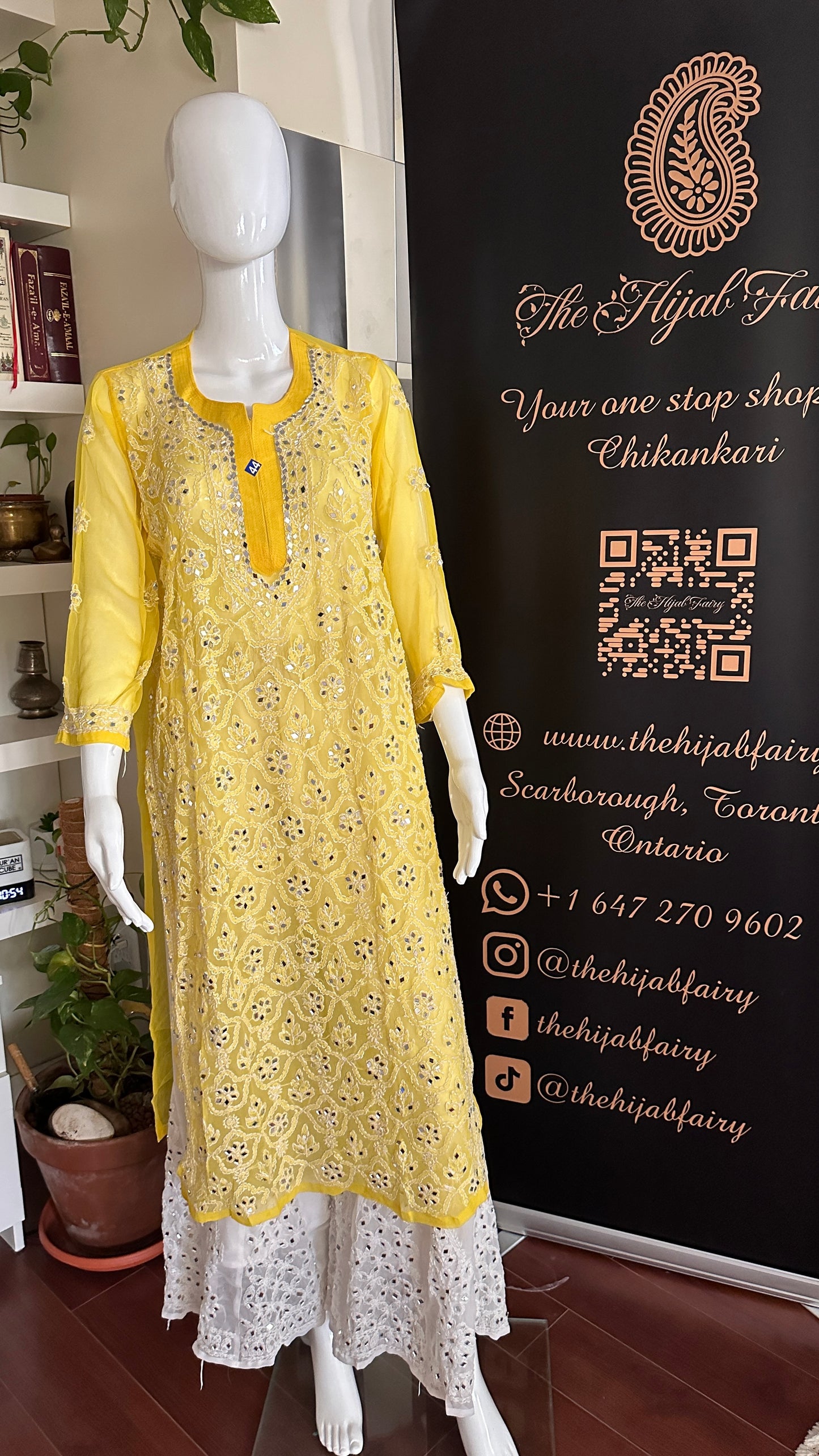 Yellow - Georgette Mirror Kurta