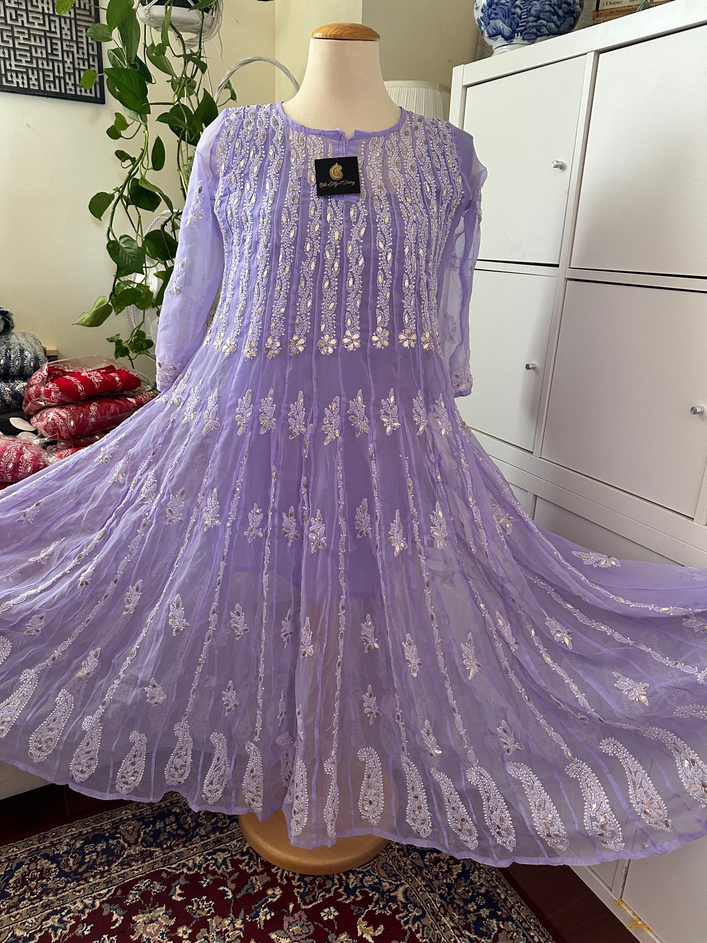 Lavender - Georgette Gota Work Anarkali - 56 Kali