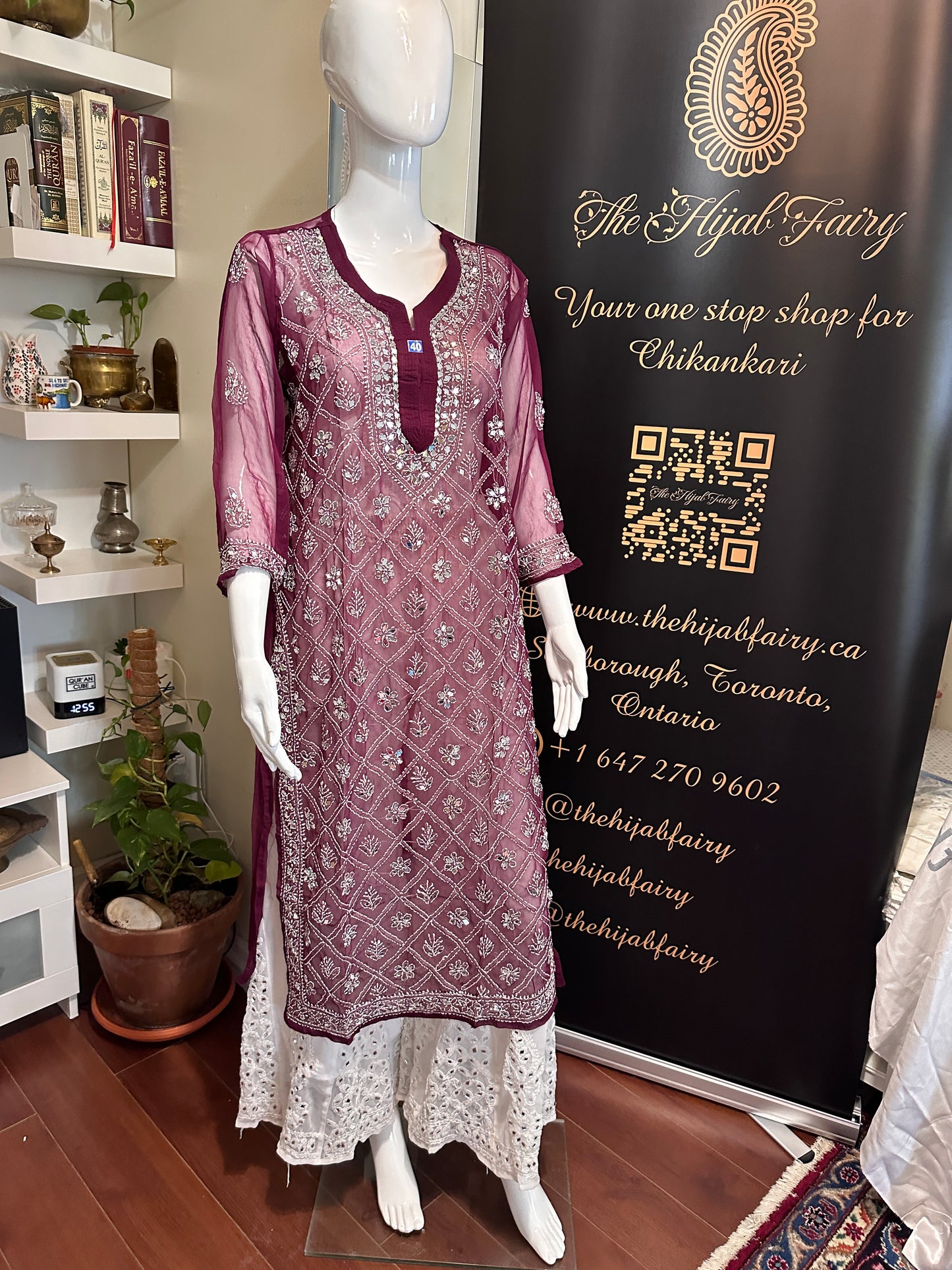 Wine - Georgette Mirror Kurta