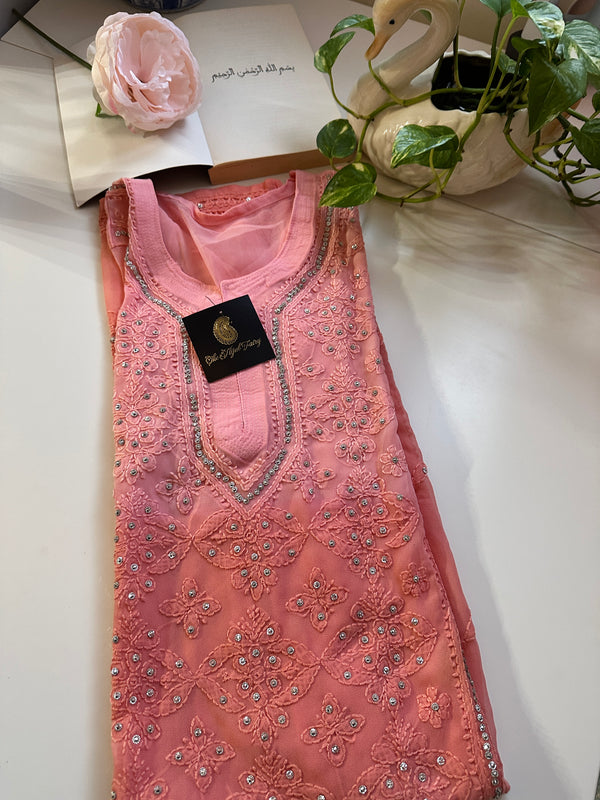 Peach Ombre - Georgette Stone Kurta